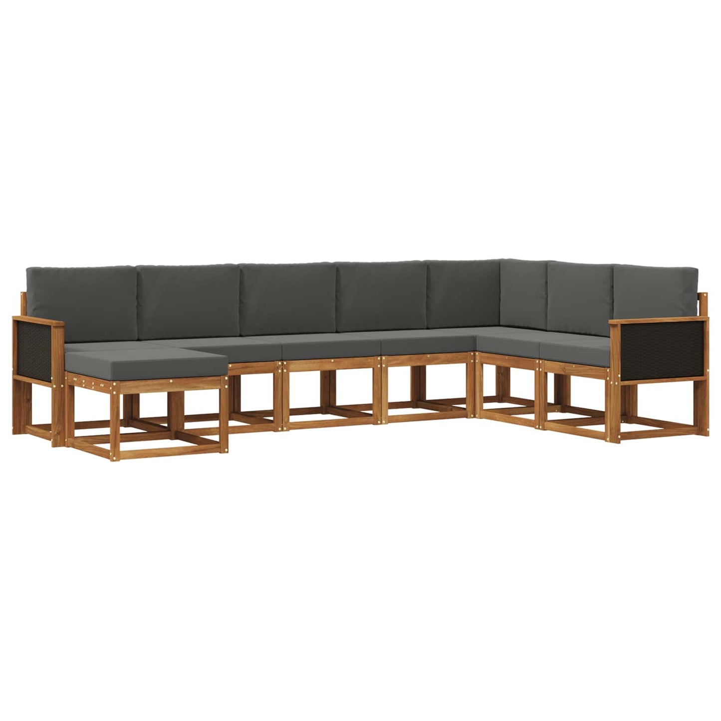 vidaXL Σειρά Καναπέ Εξωτερικού με μαξιλάρι 8 pcs Φυσικό και Ανθρακί