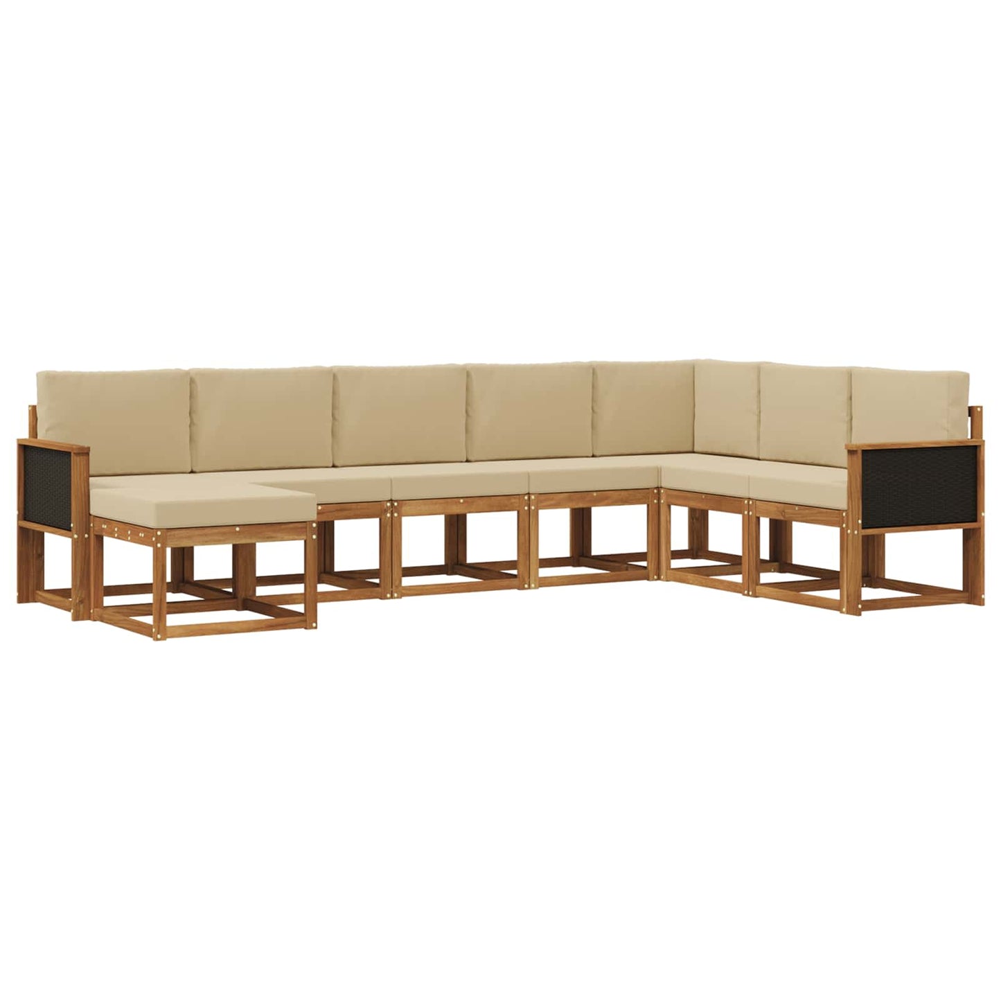 vidaXL Σειρά Καναπέ Εξωτερικού με μαξιλάρι 8 pcs Φυσικό και Μπεζ
