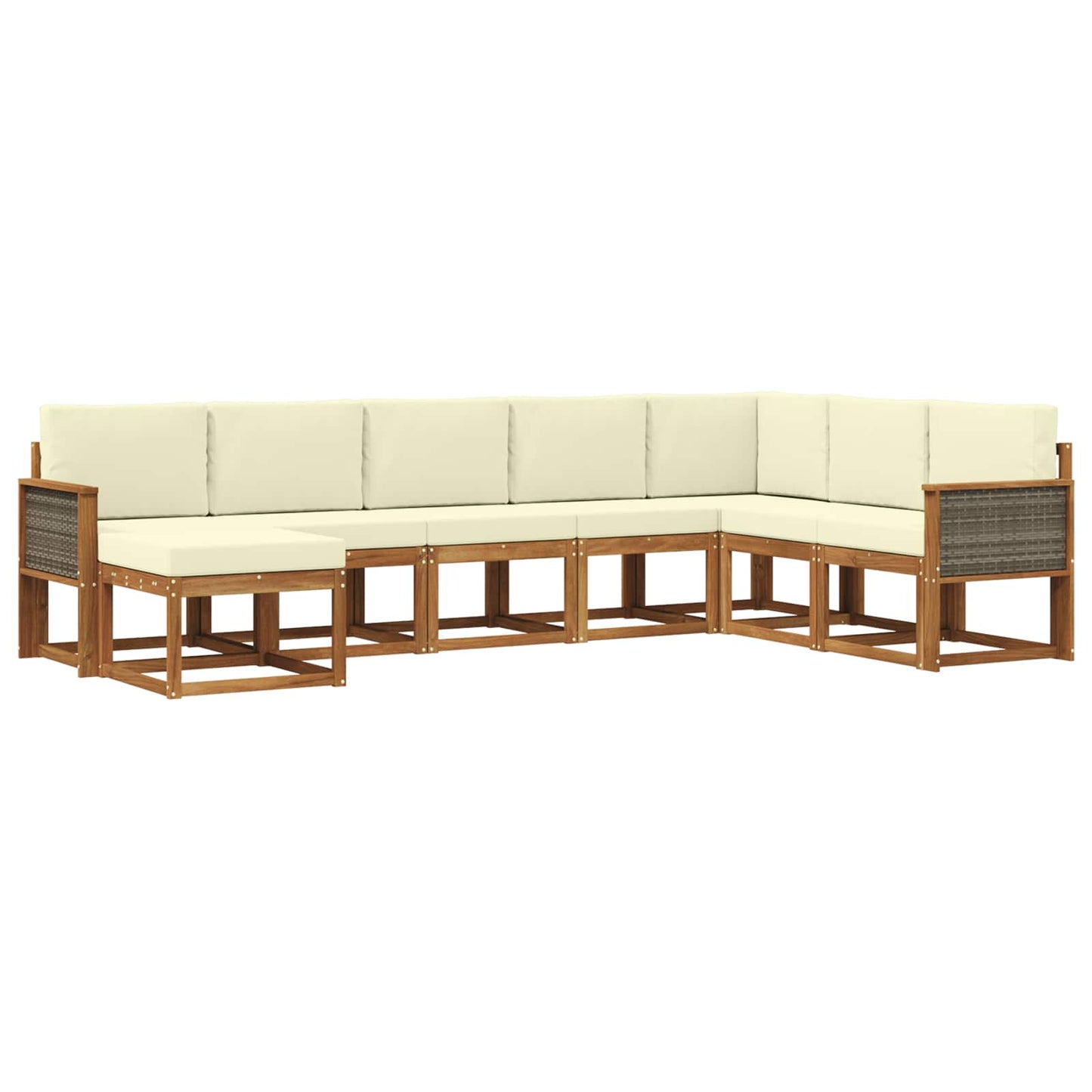 vidaXL Σειρά Καναπέ Εξωτερικού με μαξιλάρι 8 pcs Φυσικό και Κρέμα