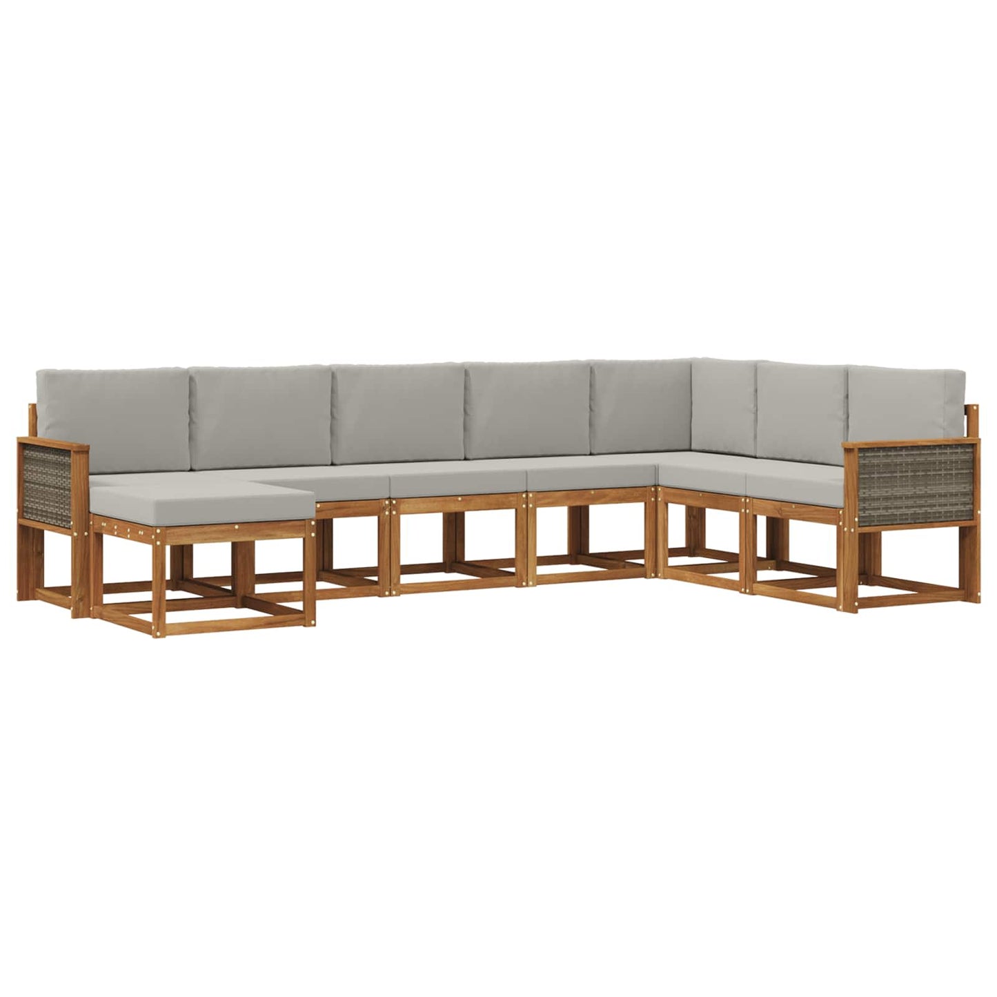 vidaXL Σειρά Καναπέ Εξωτερικού 8 pcs Φυσικό και Ανοιχτό Γκρι