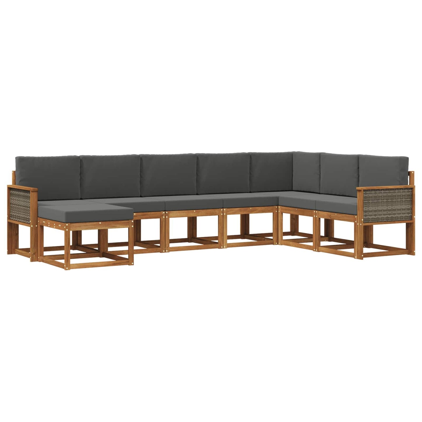 vidaXL Σειρά Καναπέ Εξωτερικού με μαξιλάρι 8 pcs Φυσικό και Ανθρακί