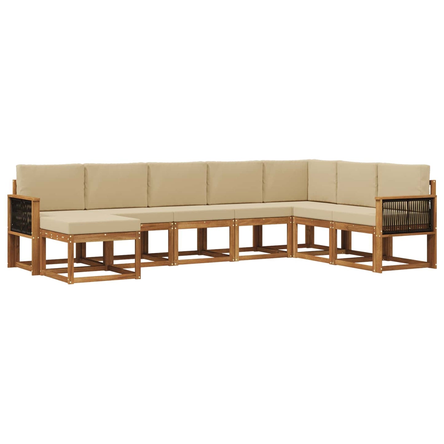 vidaXL Σειρά Καναπέ Εξωτερικού με μαξιλάρι 8 pcs Φυσικό και Μπεζ