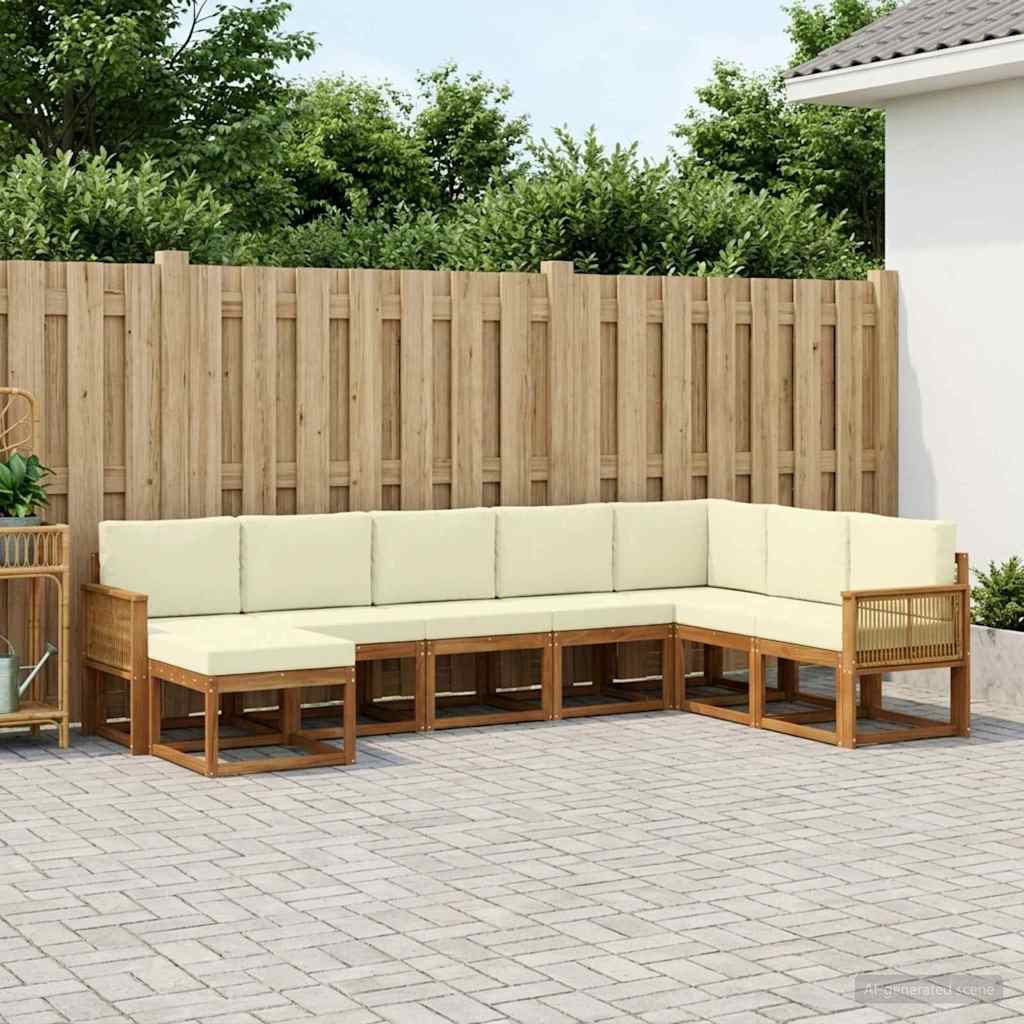 vidaXL Σειρά Καναπέ Εξωτερικού με μαξιλάρι 8 pcs Φυσικό και Κρέμα