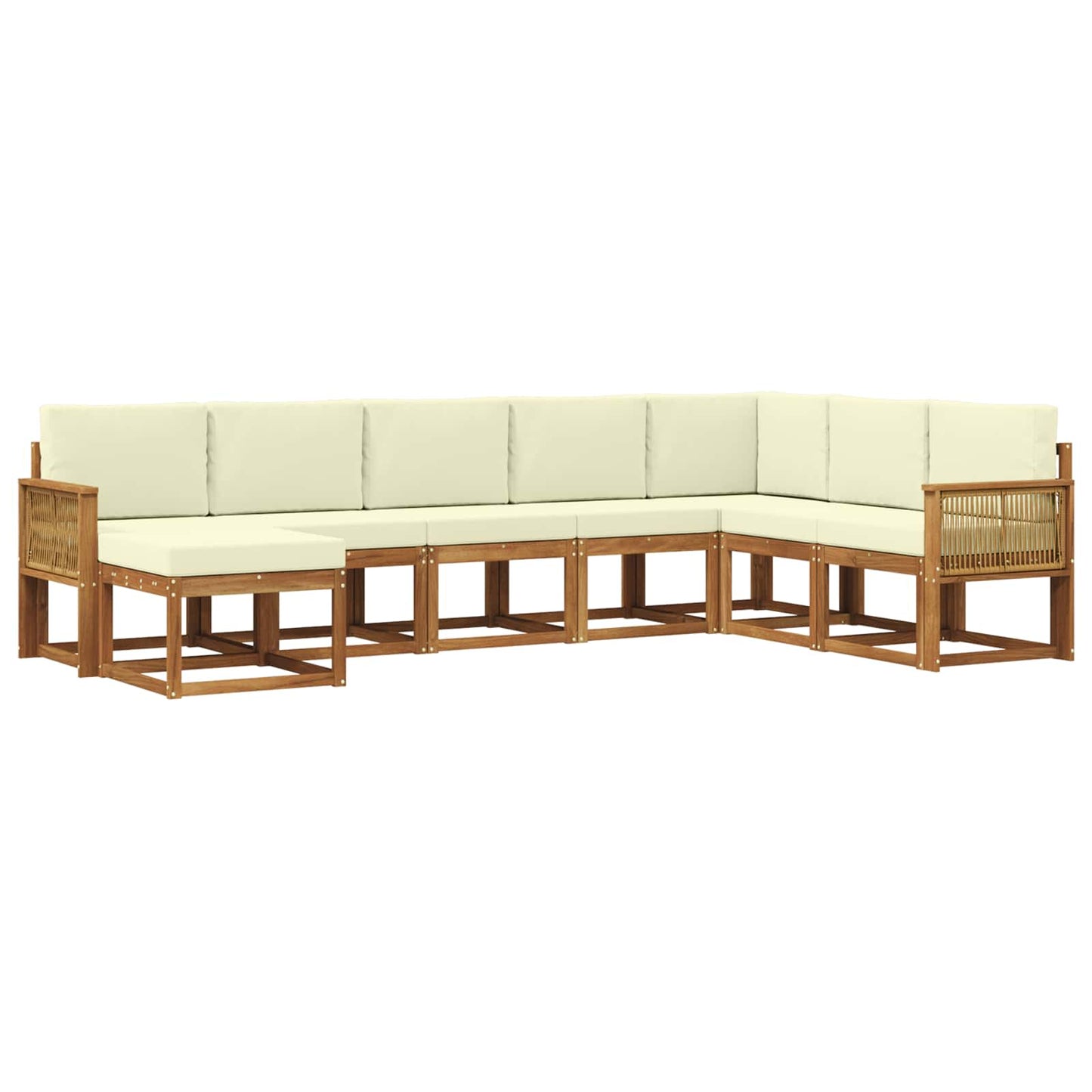 vidaXL Σειρά Καναπέ Εξωτερικού με μαξιλάρι 8 pcs Φυσικό και Κρέμα