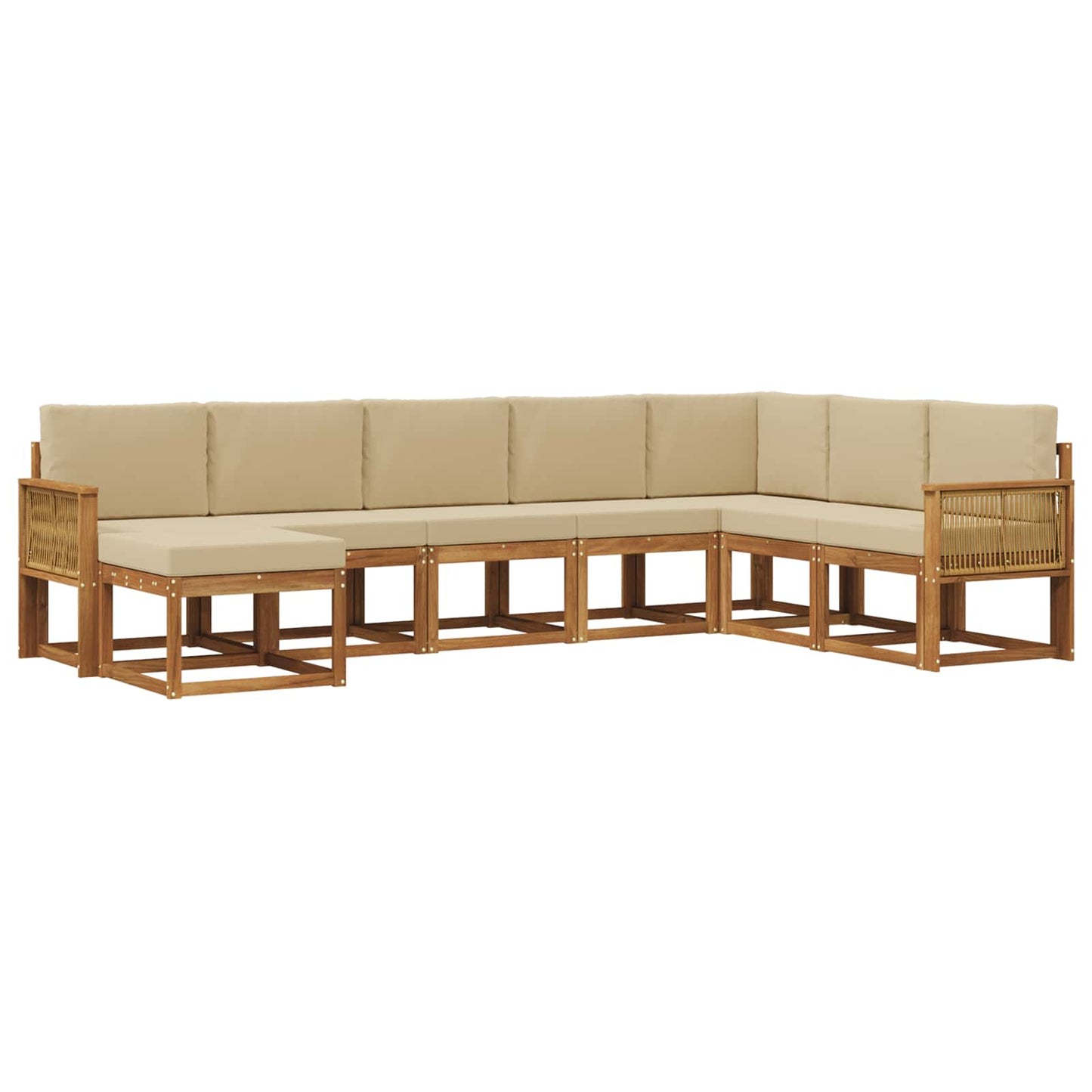 vidaXL Σειρά Καναπέ Εξωτερικού με μαξιλάρι 8 pcs Φυσικό και Μπεζ
