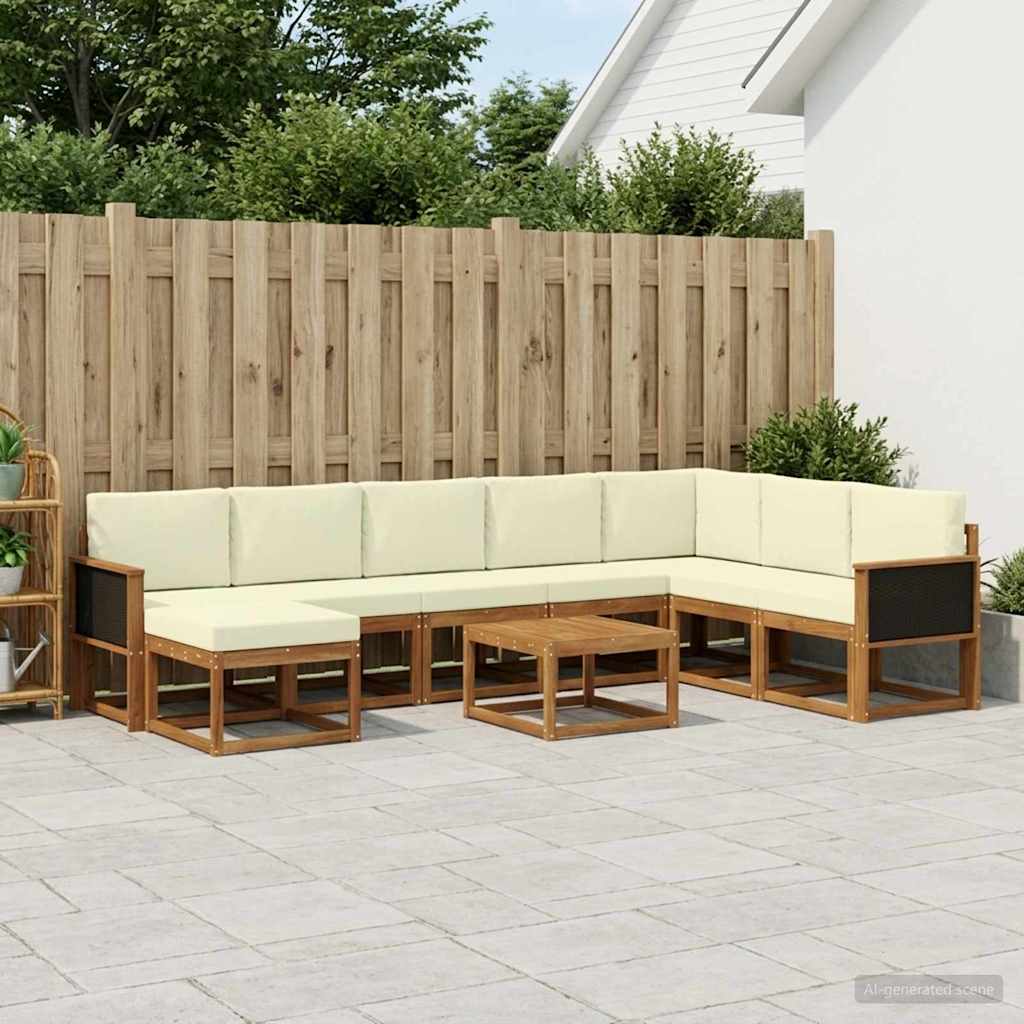 vidaXL Σειρά Καναπέ Εξωτερικού με μαξιλάρι 9 pcs Φυσικό και Κρέμα