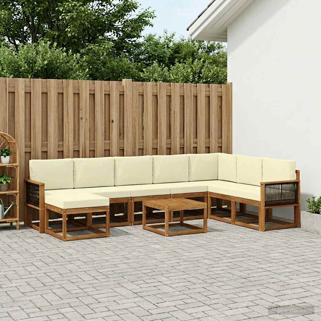 vidaXL Σειρά Καναπέ Εξωτερικού με μαξιλάρι 9 pcs Φυσικό και Κρέμα
