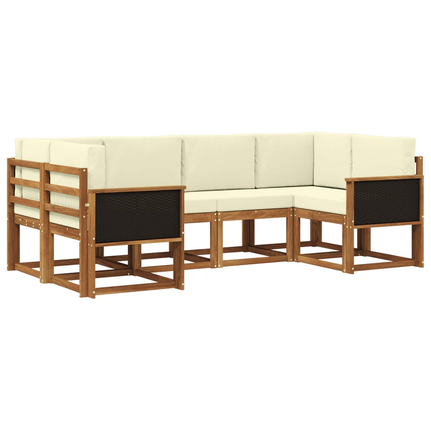 vidaXL Σειρά Καναπέ Εξωτερικού με μαξιλάρι 6 pcs Φυσικό και Κρέμα
