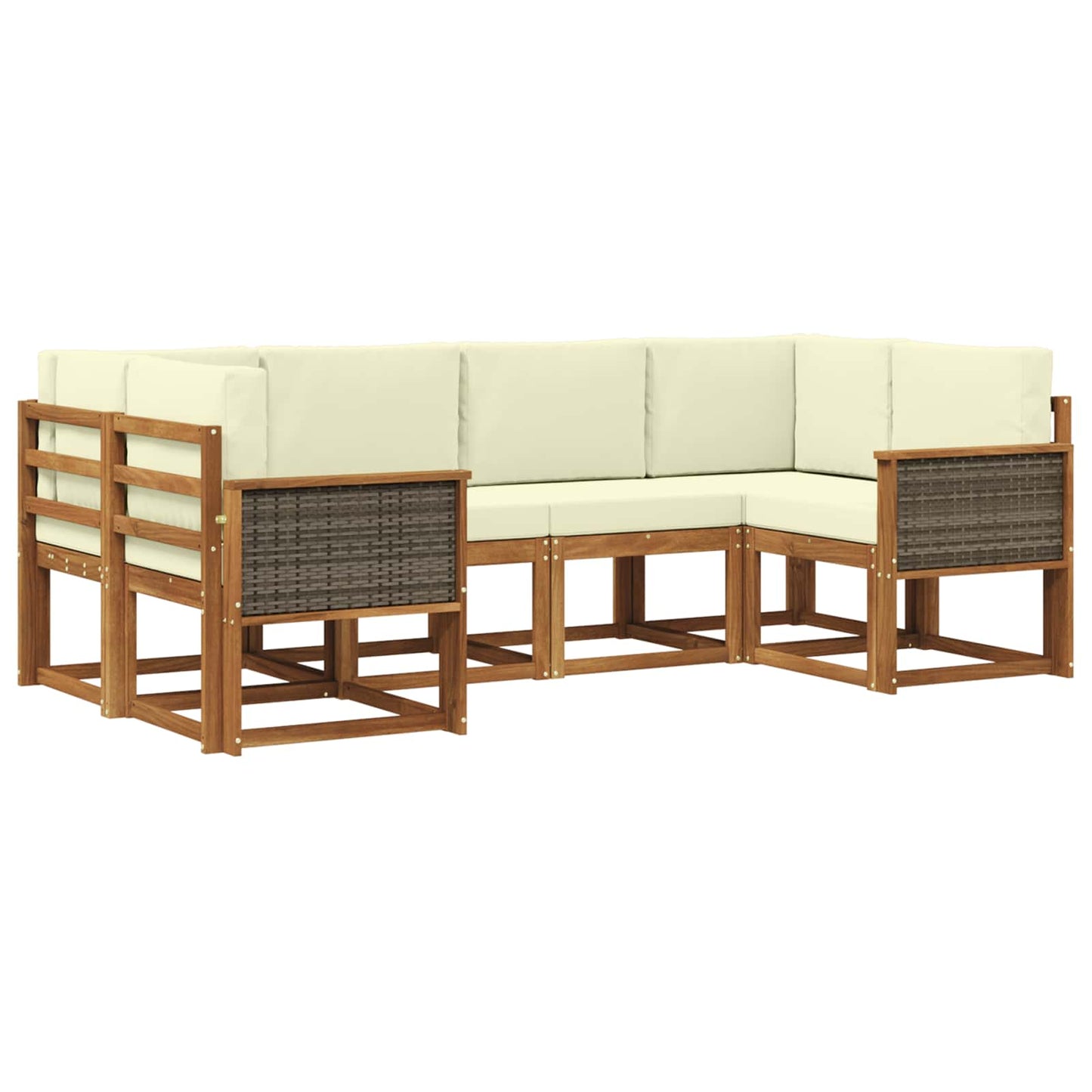 vidaXL Σειρά Καναπέ Εξωτερικού με μαξιλάρι 6 pcs Φυσικό και Κρέμα