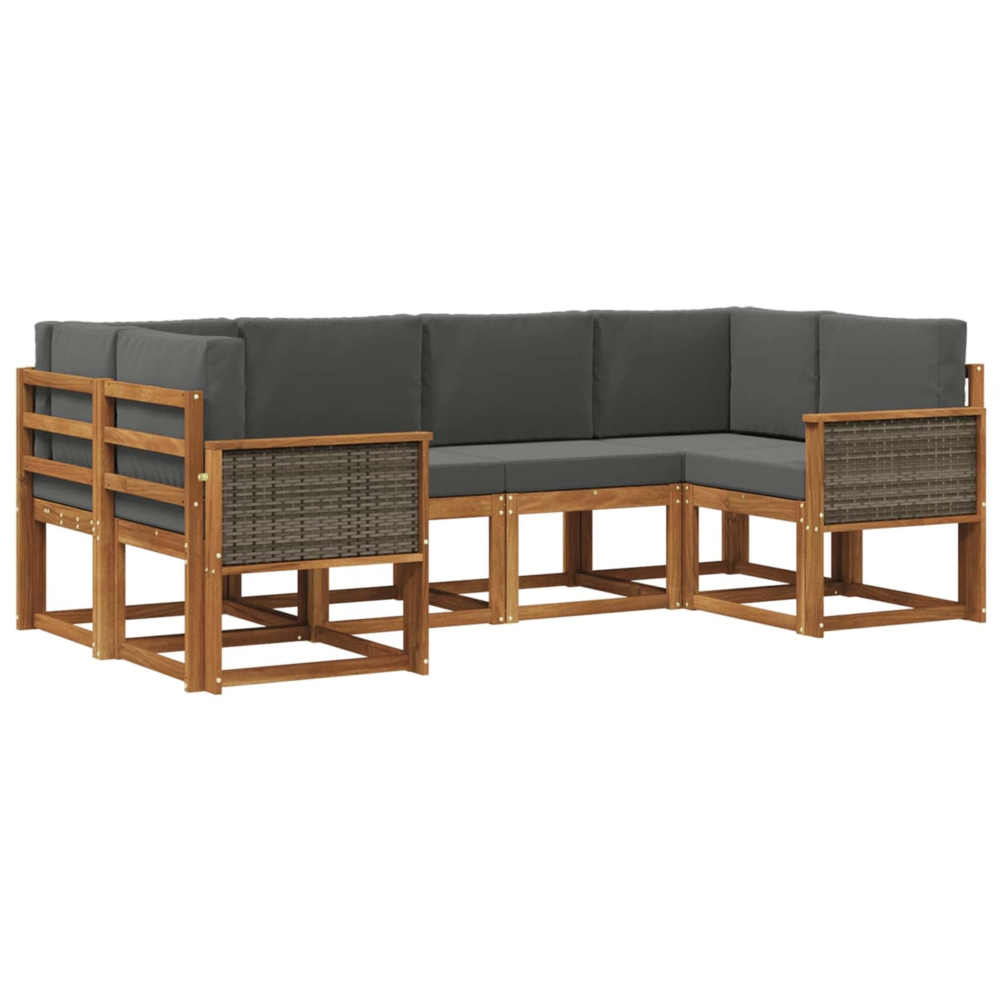 vidaXL Σειρά Καναπέ Εξωτερικού με μαξιλάρι 6 pcs Φυσικό και Ανθρακί