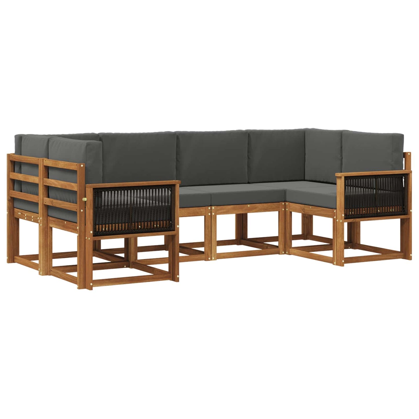 vidaXL Σειρά Καναπέ Εξωτερικού με μαξιλάρι 6 pcs Φυσικό και Ανθρακί