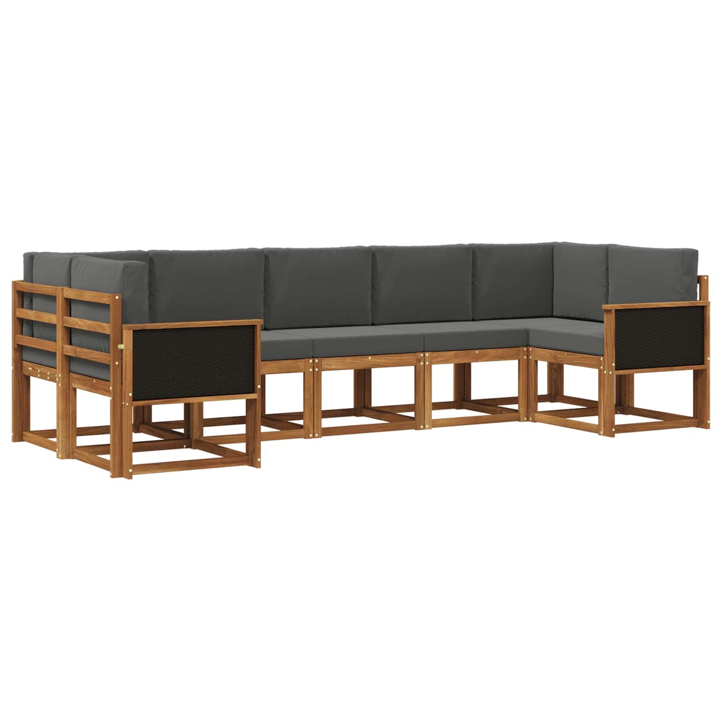 vidaXL Σειρά Καναπέ Εξωτερικού με μαξιλάρι 7 pcs Φυσικό και Ανθρακί