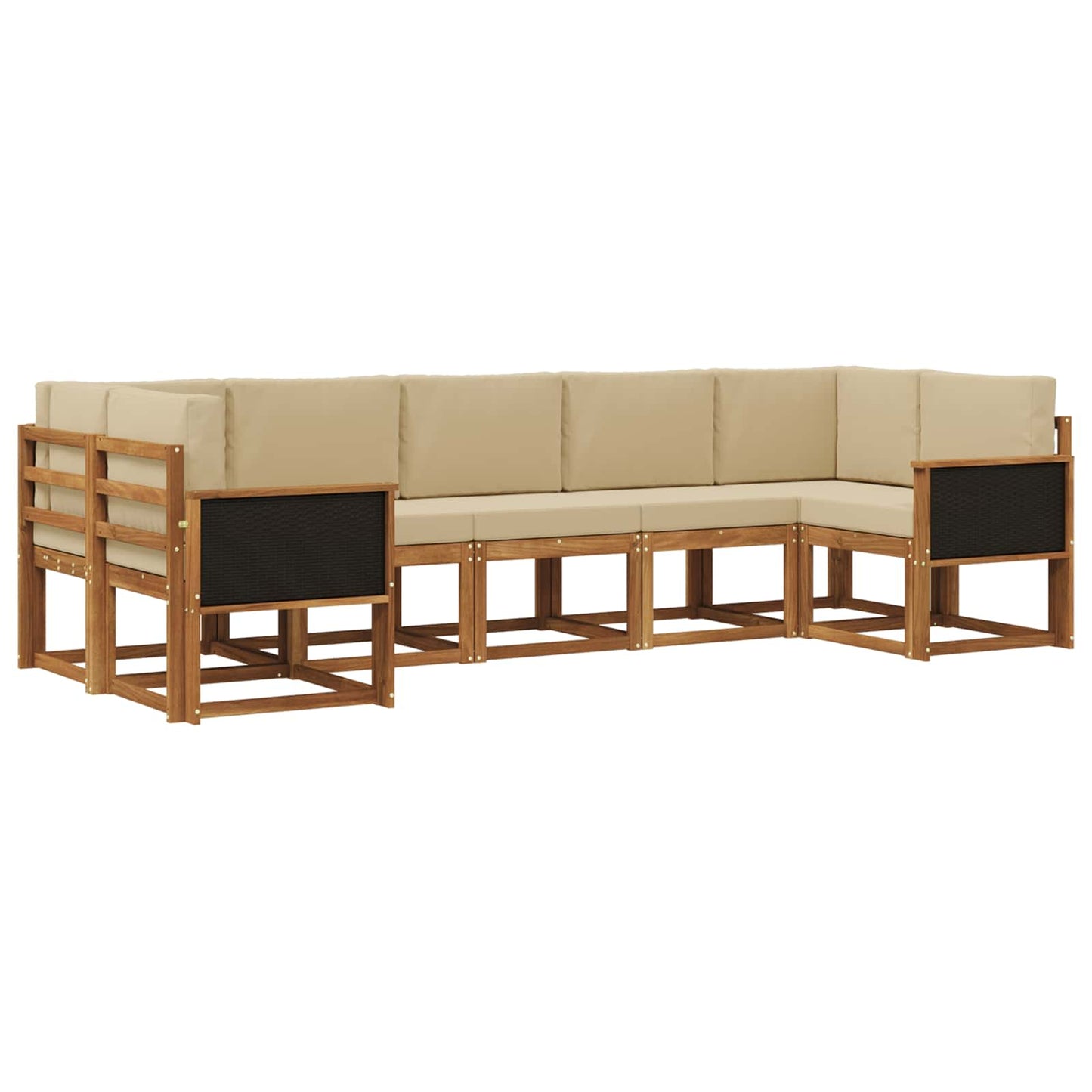 vidaXL Σειρά Καναπέ Εξωτερικού με μαξιλάρι 7 pcs Φυσικό και Μπεζ