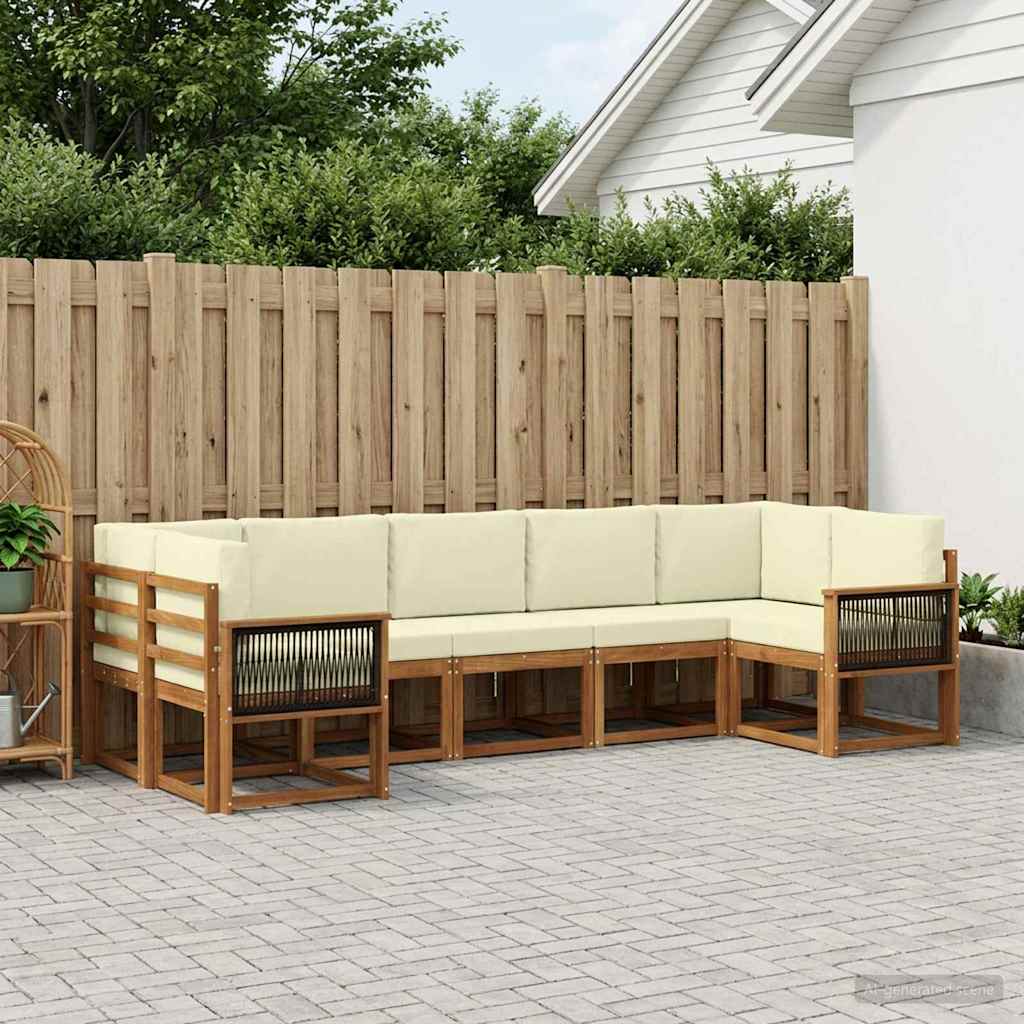 vidaXL Σειρά Καναπέ Εξωτερικού με μαξιλάρι 7 pcs Φυσικό και Κρέμα