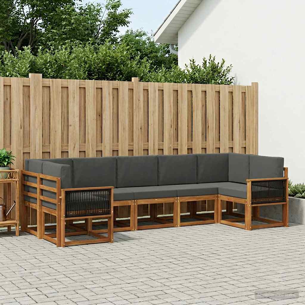 vidaXL Σειρά Καναπέ Εξωτερικού με μαξιλάρι 7 pcs Φυσικό και Ανθρακί