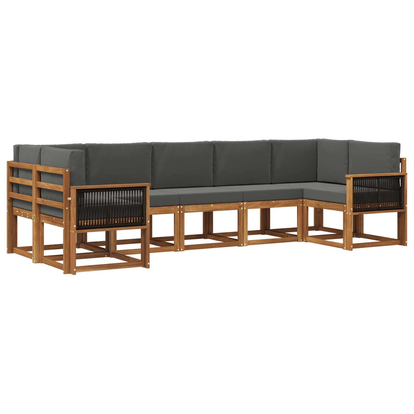 vidaXL Σειρά Καναπέ Εξωτερικού με μαξιλάρι 7 pcs Φυσικό και Ανθρακί