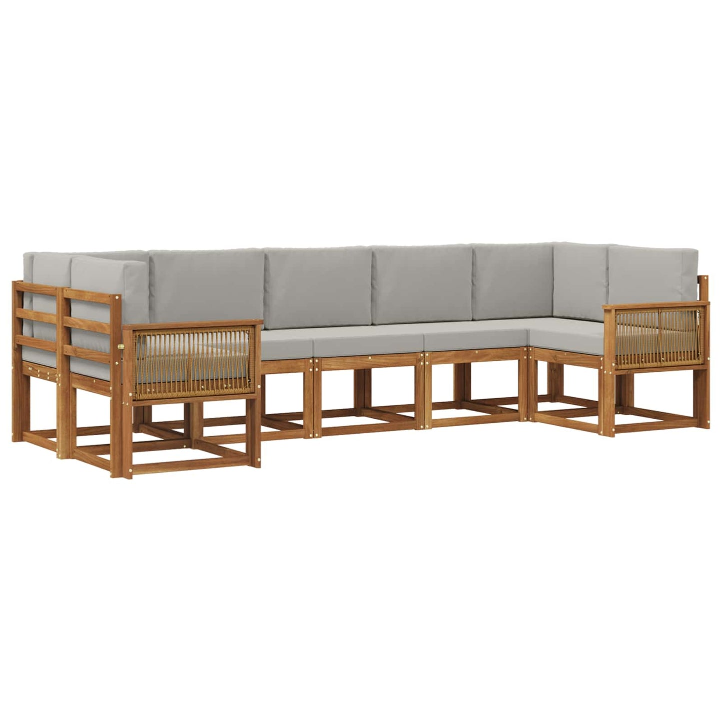 vidaXL Σειρά Καναπέ Εξωτερικού 7 pcs Φυσικό και Ανοιχτό Γκρι