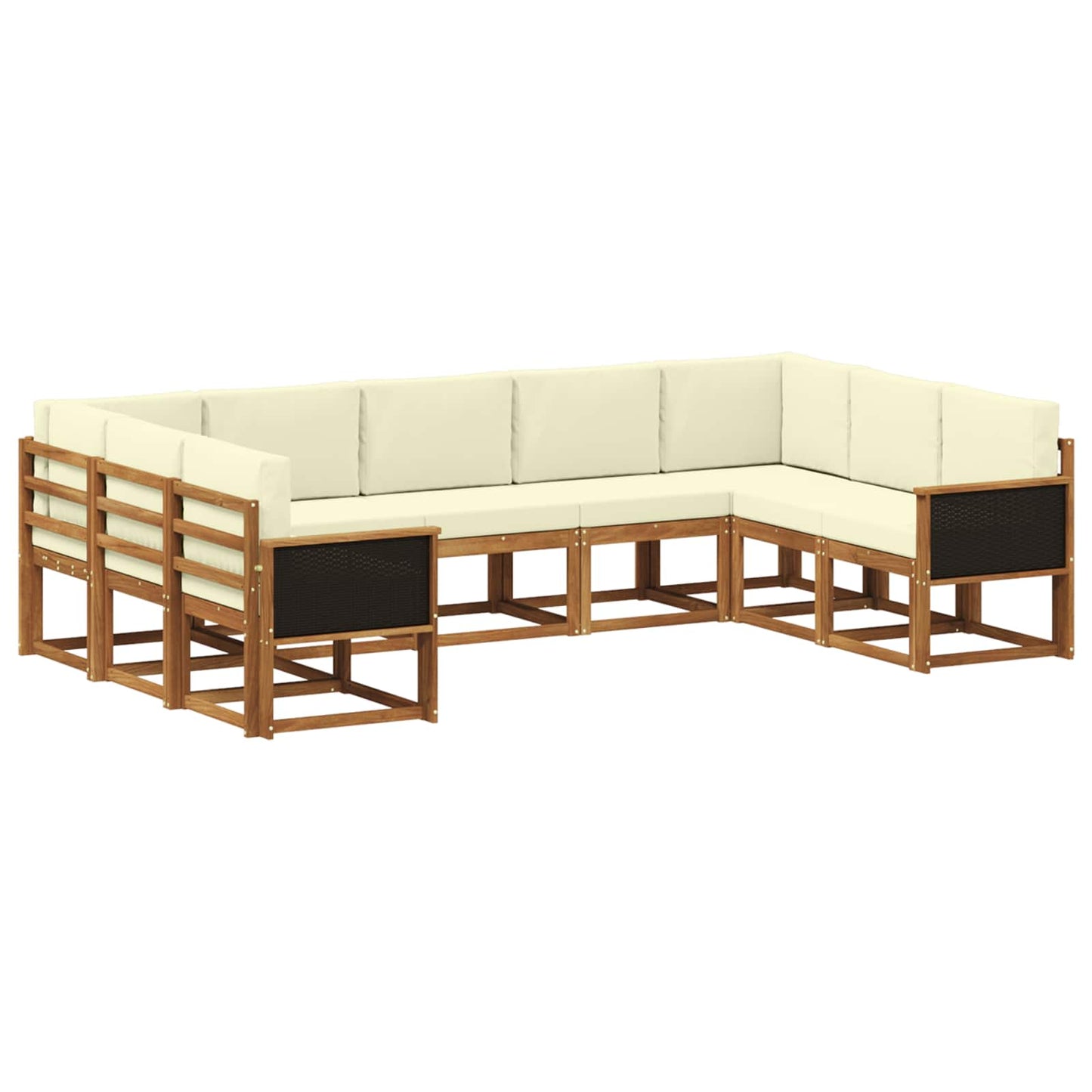 vidaXL Σειρά Καναπέ Εξωτερικού με μαξιλάρι 9 pcs Φυσικό και Κρέμα