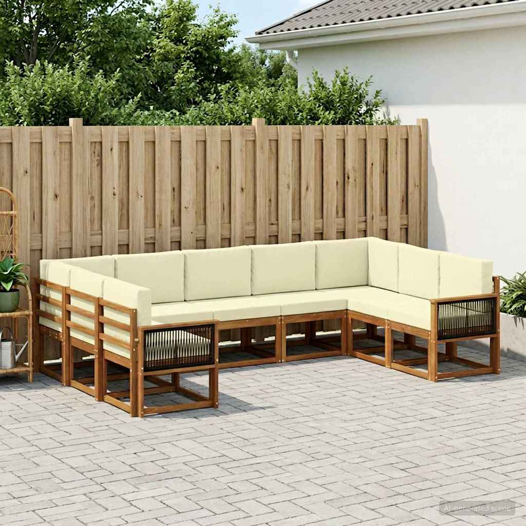 vidaXL Σειρά Καναπέ Εξωτερικού με μαξιλάρι 9 pcs Φυσικό και Κρέμα