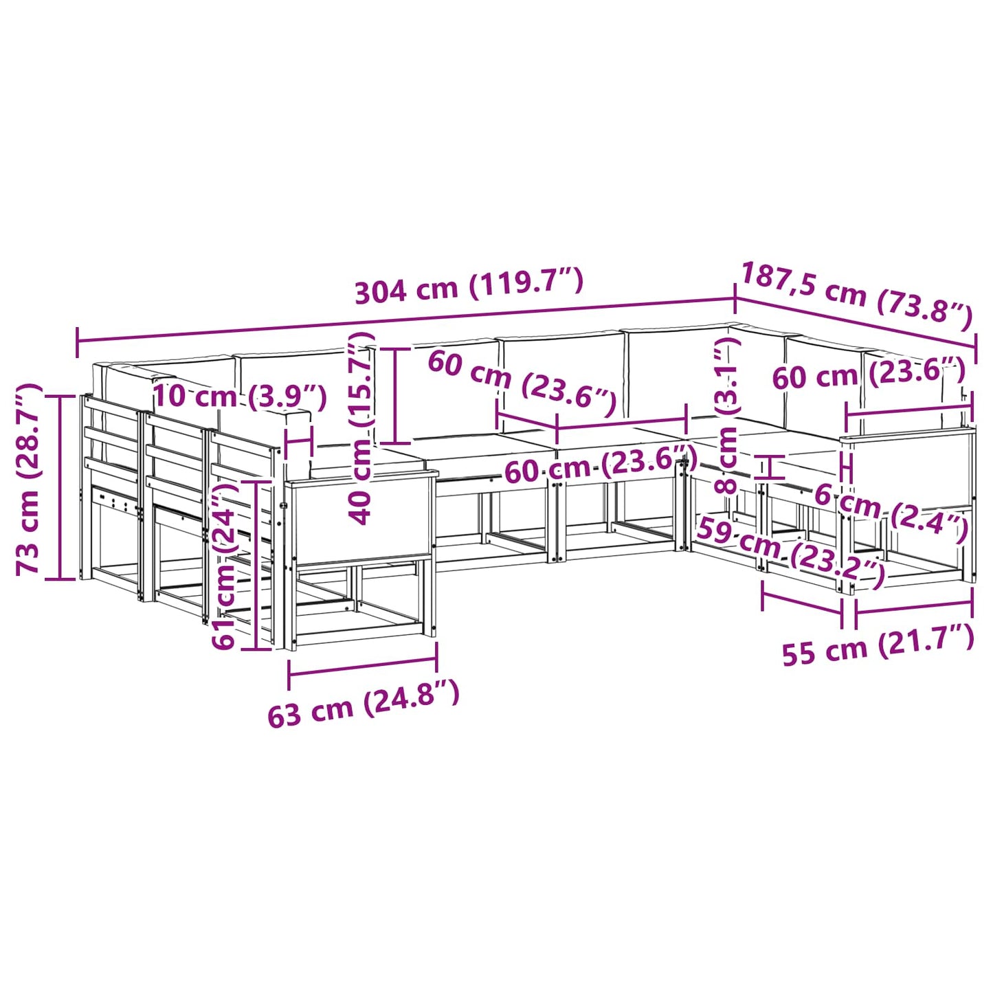 vidaXL Σειρά Καναπέ Εξωτερικού 9 pcs Φυσικό και Ανοιχτό Γκρι