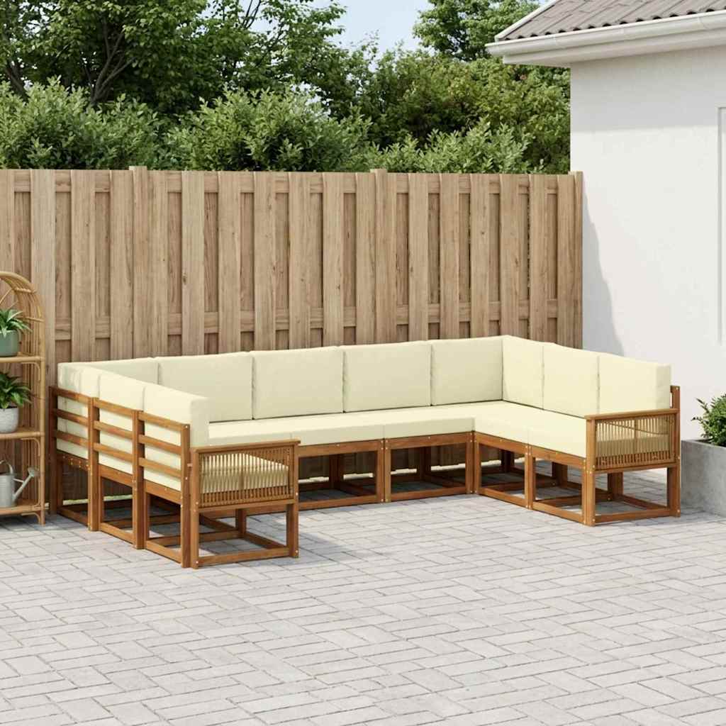 vidaXL Σειρά Καναπέ Εξωτερικού με μαξιλάρι 9 pcs Φυσικό και Κρέμα