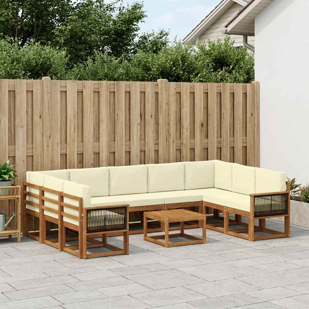 vidaXL Σειρά Καναπέ Εξωτερικού με μαξιλάρι 10 pcs Φυσικό και Κρέμα