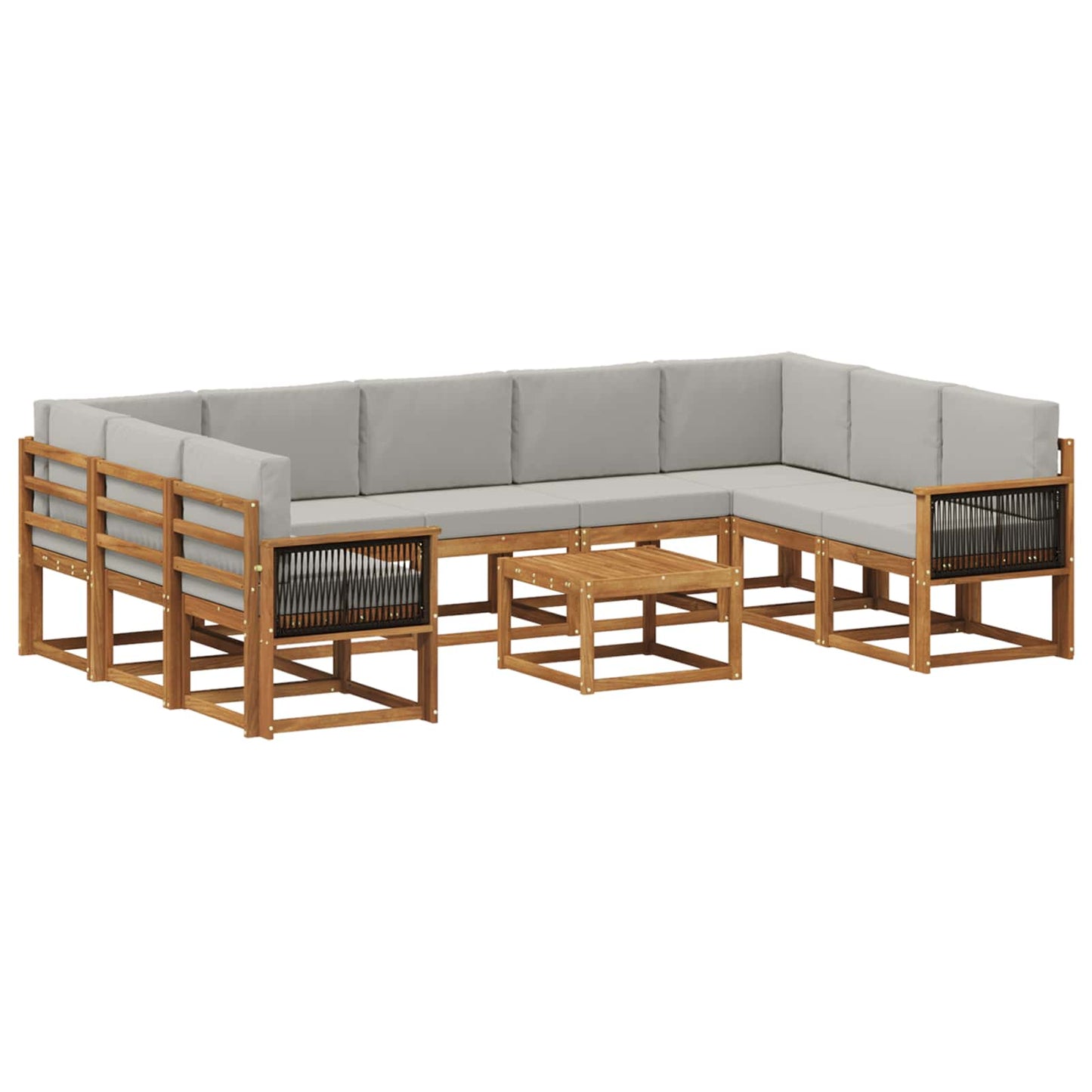 vidaXL Σειρά Καναπέ Εξωτερικού 10 pcs Φυσικό και Ανοιχτό Γκρι