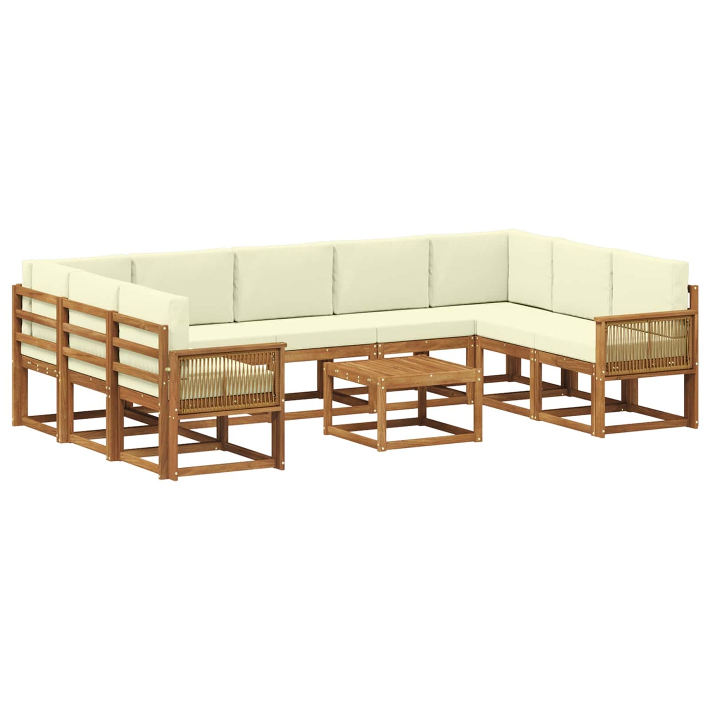 vidaXL Σειρά Καναπέ Εξωτερικού με μαξιλάρι 10 pcs Φυσικό και Κρέμα