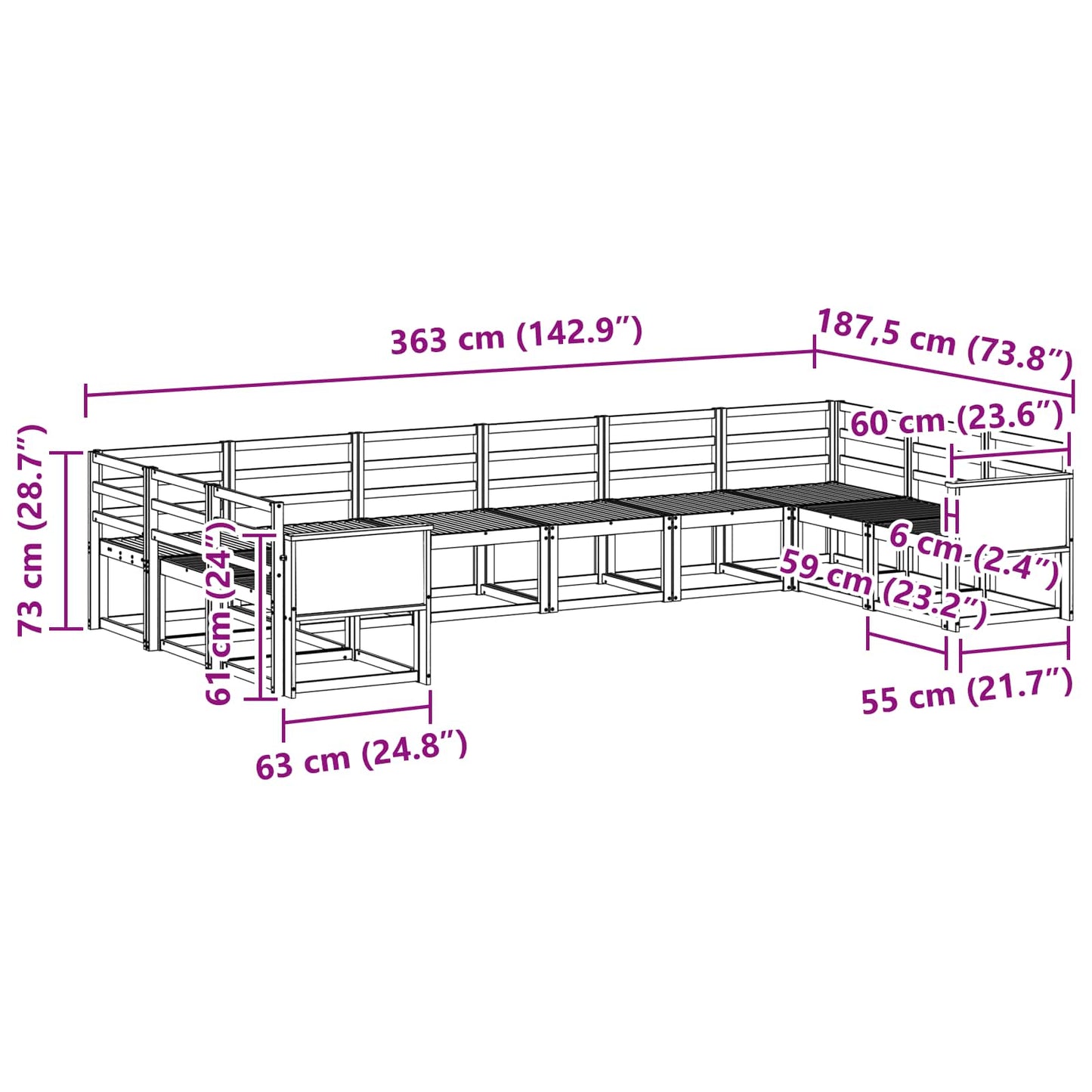 vidaXL Σειρά Καναπέ Εξωτερικού 10 pcs Φυσικό Στερεό Ξύλο Ακακίας