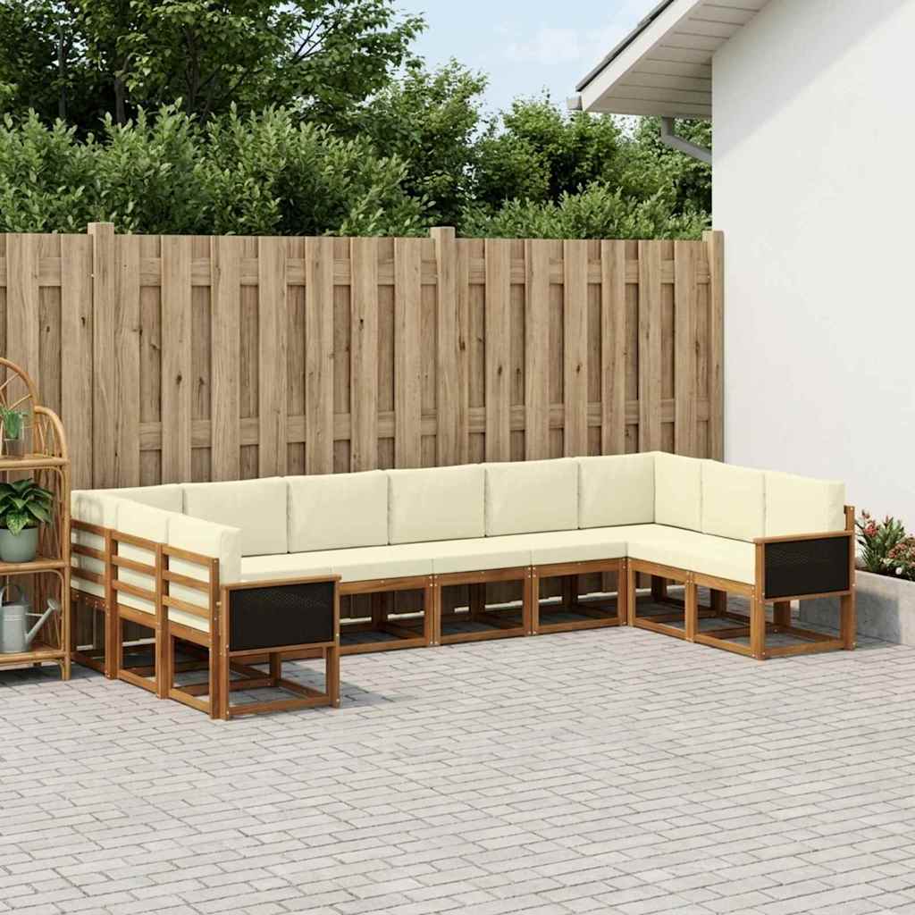 vidaXL Σειρά Καναπέ Εξωτερικού με μαξιλάρι 10 pcs Φυσικό και Κρέμα