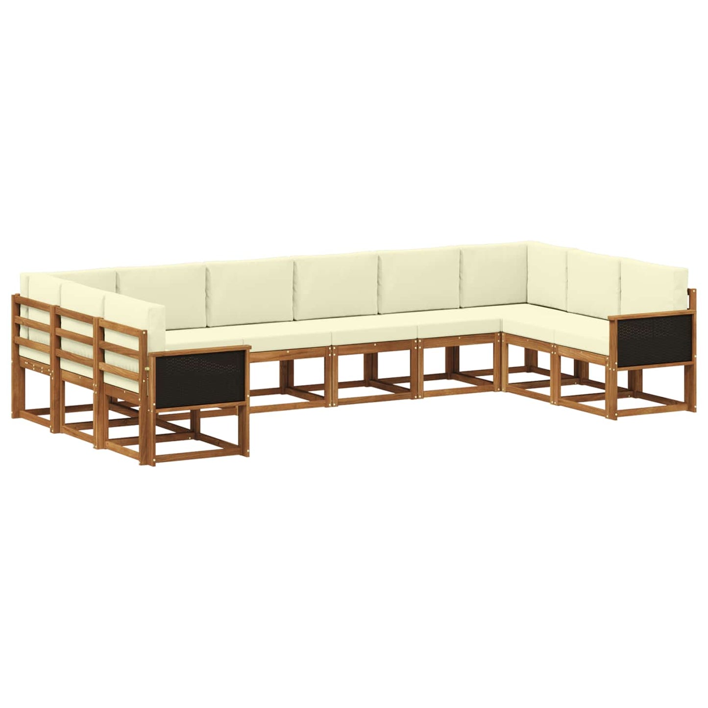 vidaXL Σειρά Καναπέ Εξωτερικού με μαξιλάρι 10 pcs Φυσικό και Κρέμα