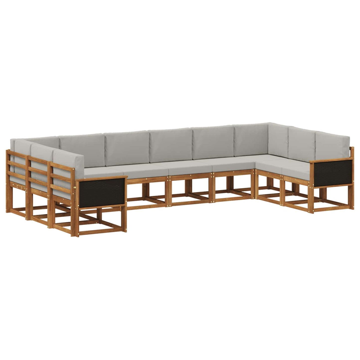 vidaXL Σειρά Καναπέ Εξωτερικού 10 pcs Φυσικό και Ανοιχτό Γκρι