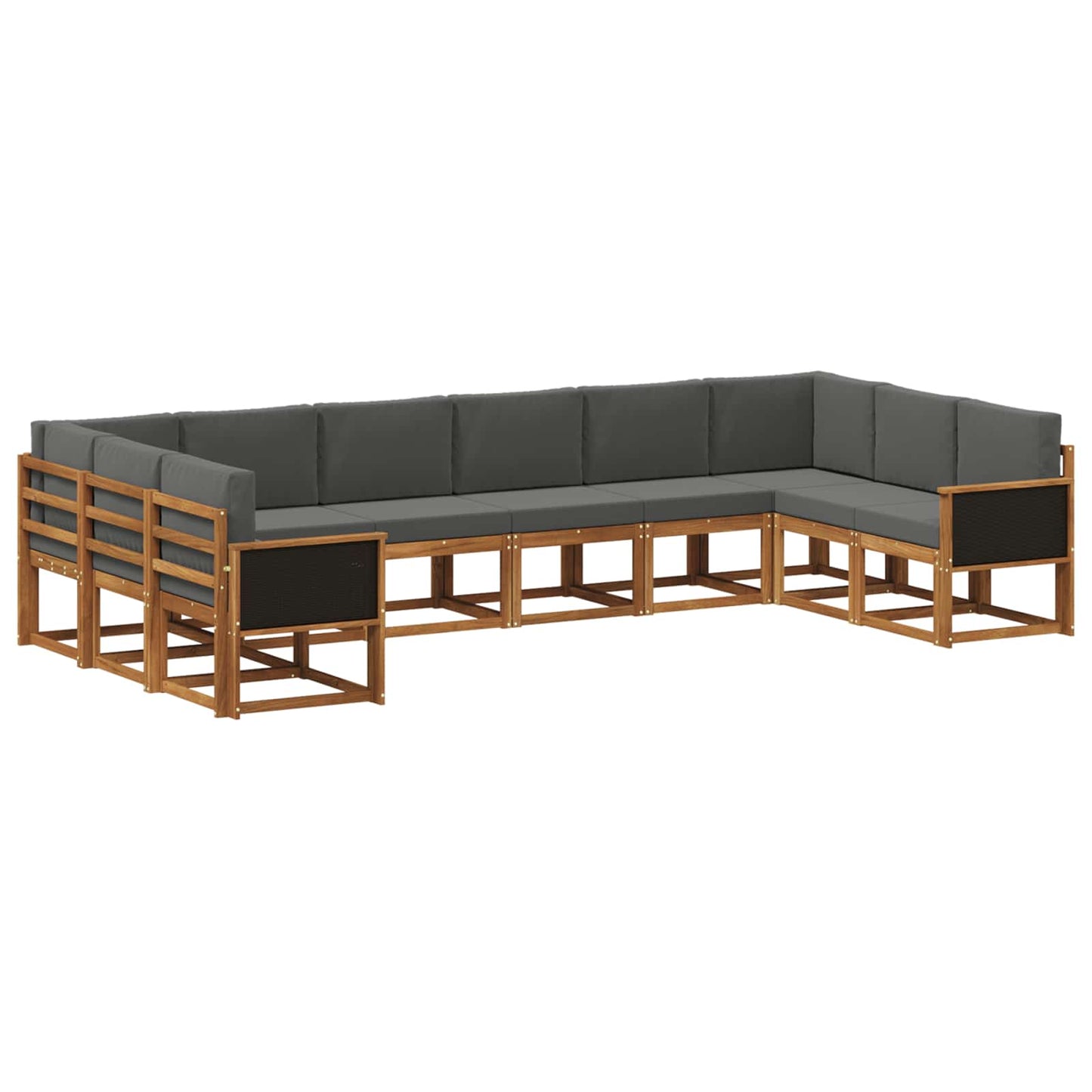 vidaXL Σειρά Καναπέ Εξωτερικού 10 pcs Φυσικό και Ανθρακί