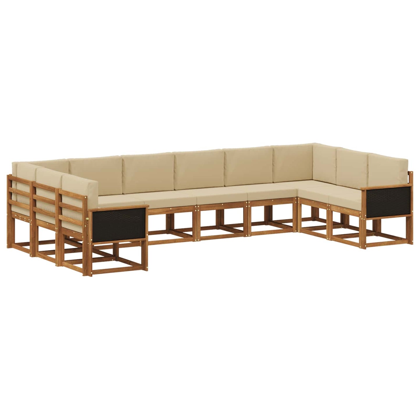 vidaXL Σειρά Καναπέ Εξωτερικού με μαξιλάρι 10 pcs Φυσικό και Μπεζ