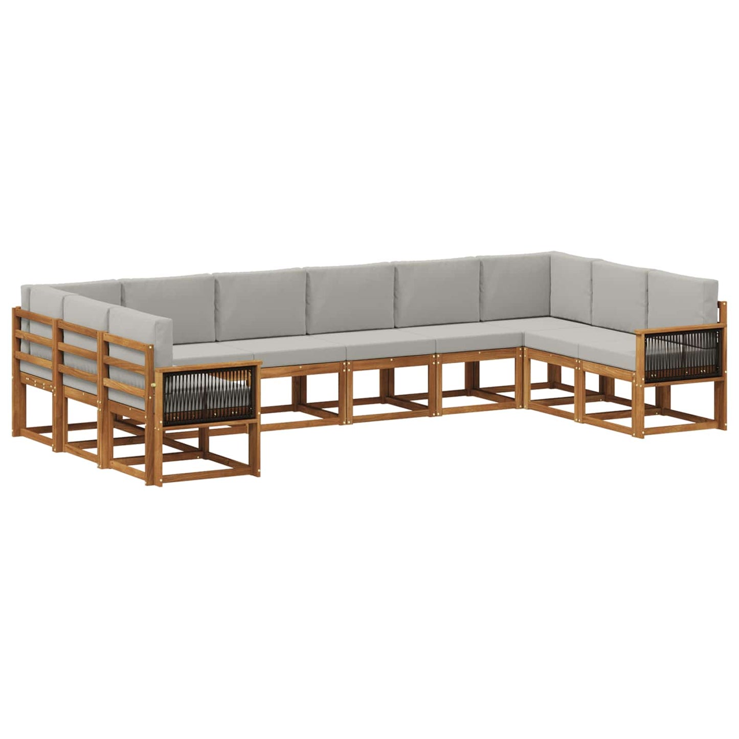 vidaXL Σειρά Καναπέ Εξωτερικού 10 pcs Φυσικό και Ανοιχτό Γκρι