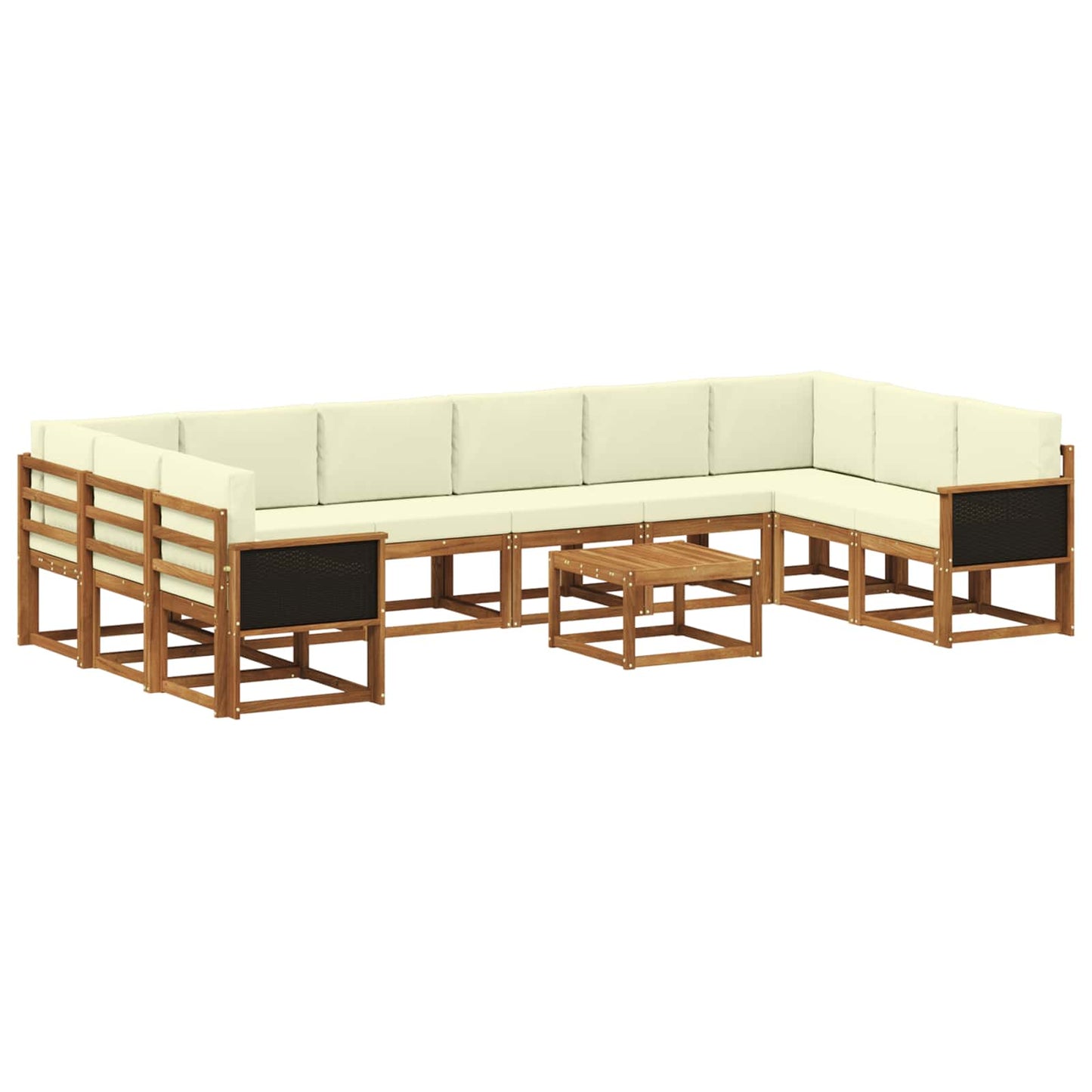 vidaXL Σειρά Καναπέ Εξωτερικού με μαξιλάρι 11 pcs Φυσικό και Κρέμα