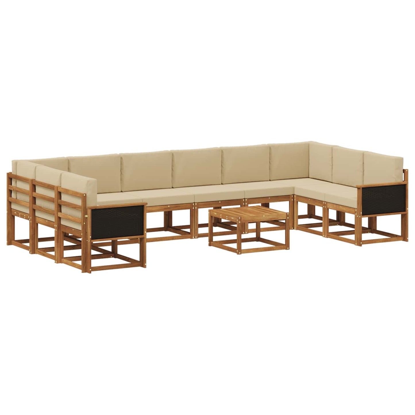 vidaXL Σειρά Καναπέ Εξωτερικού με μαξιλάρι 11 pcs Φυσικό και Μπεζ