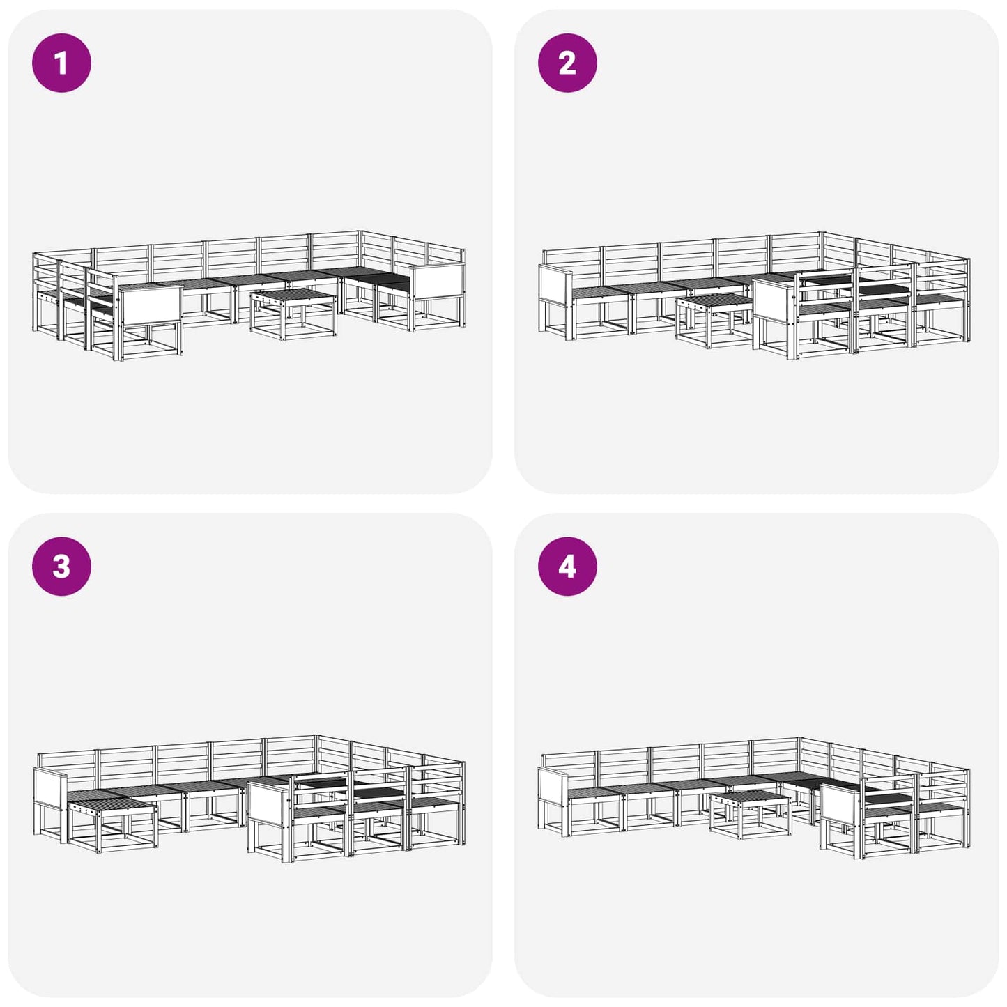 vidaXL Σειρά Καναπέ Εξωτερικού 11 pcs Φυσικό Στερεό Ξύλο Ακακίας