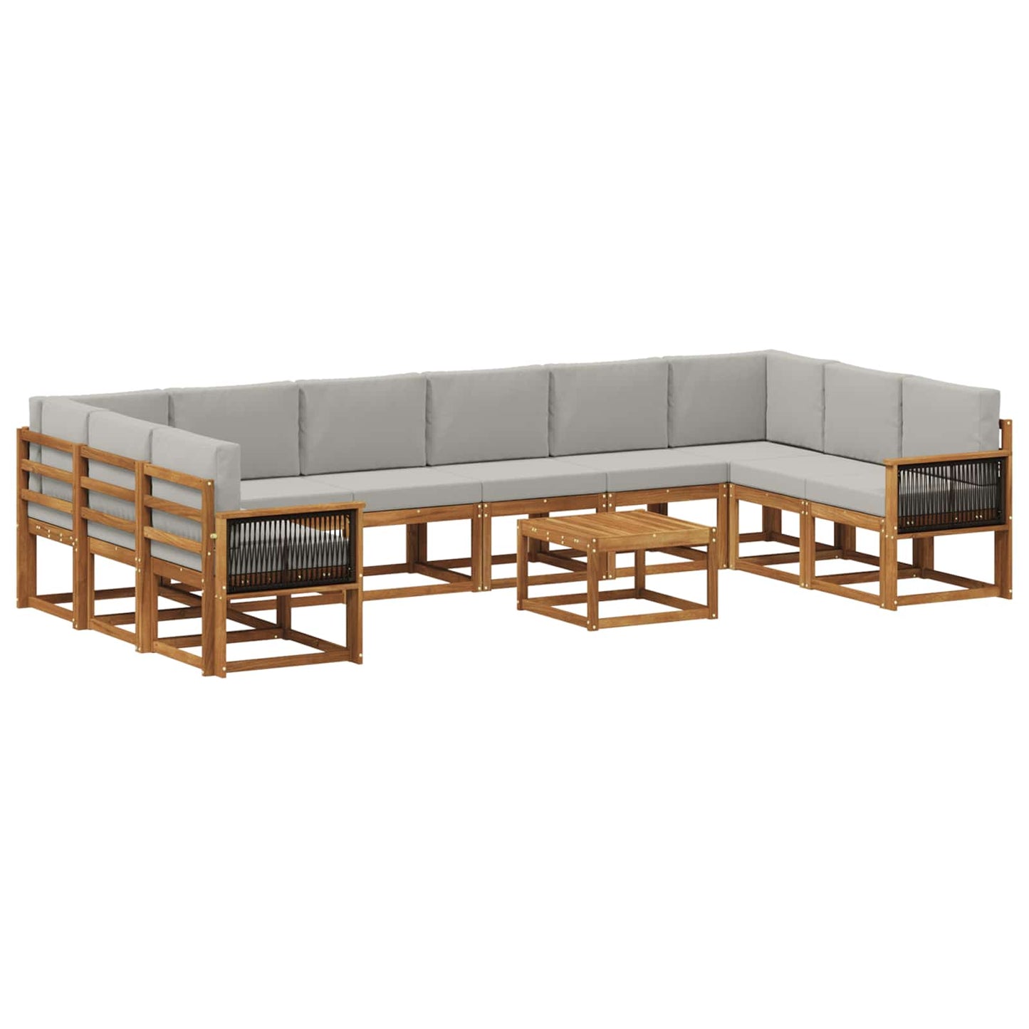 vidaXL Σειρά Καναπέ Εξωτερικού 11 pcs Φυσικό και Ανοιχτό Γκρι