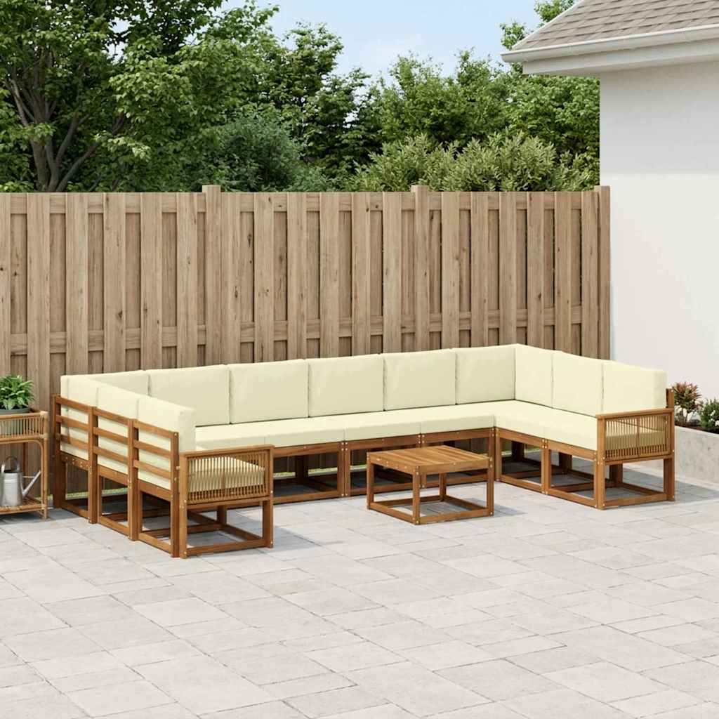 vidaXL Σειρά Καναπέ Εξωτερικού με μαξιλάρι 11 pcs Φυσικό και Κρέμα