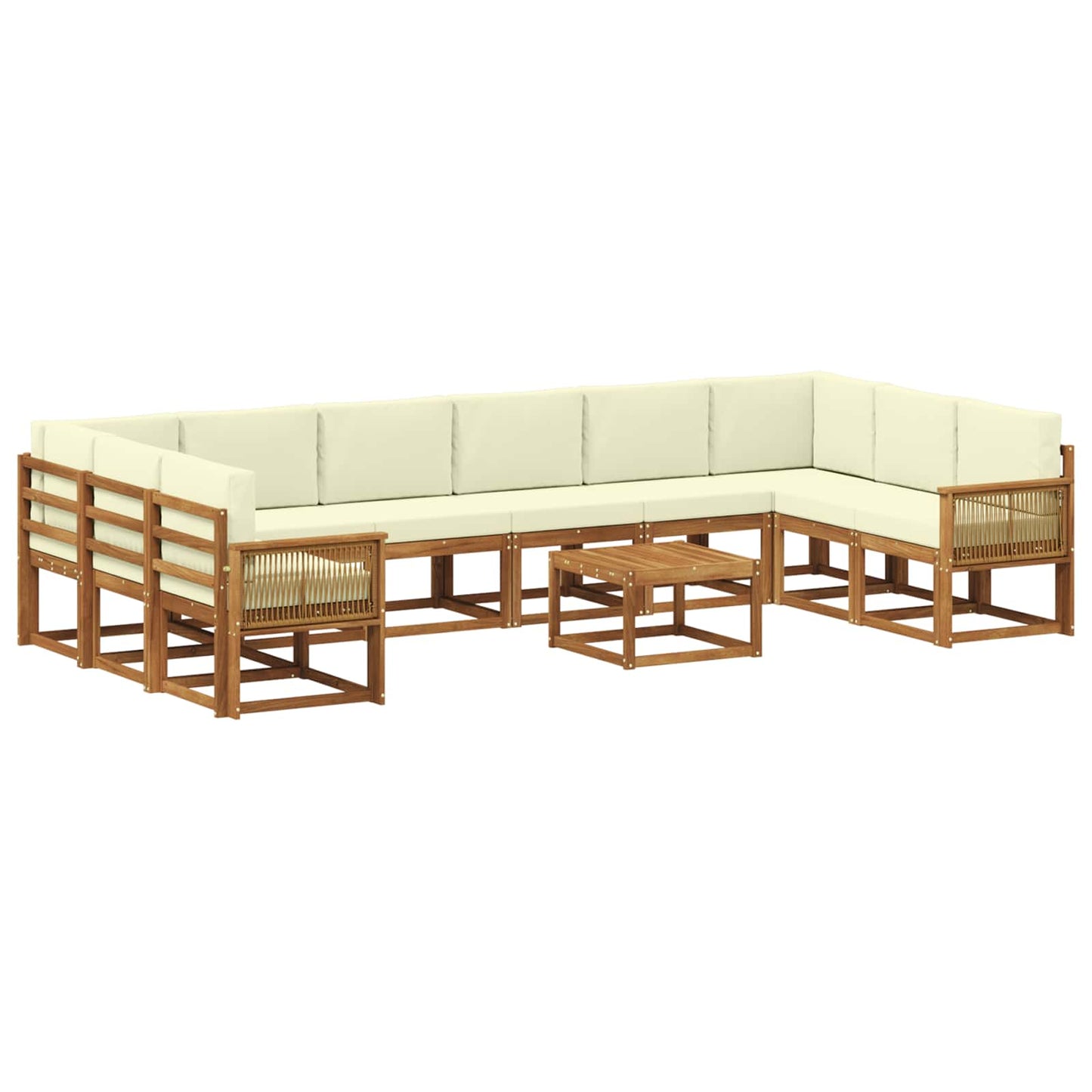 vidaXL Σειρά Καναπέ Εξωτερικού με μαξιλάρι 11 pcs Φυσικό και Κρέμα