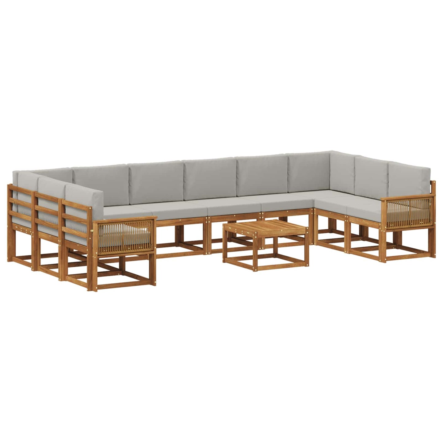 vidaXL Σειρά Καναπέ Εξωτερικού 11 pcs Φυσικό και Ανοιχτό Γκρι