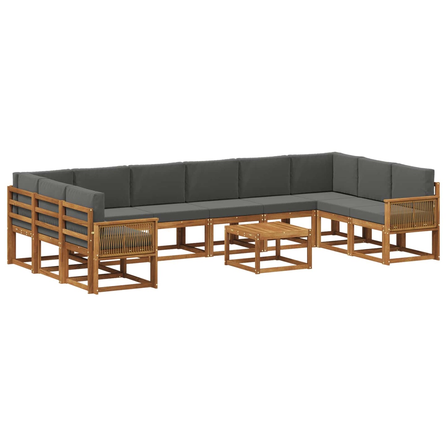 vidaXL Σειρά Καναπέ Εξωτερικού με μαξιλάρι 11 pcs Φυσικό και Ανθρακί