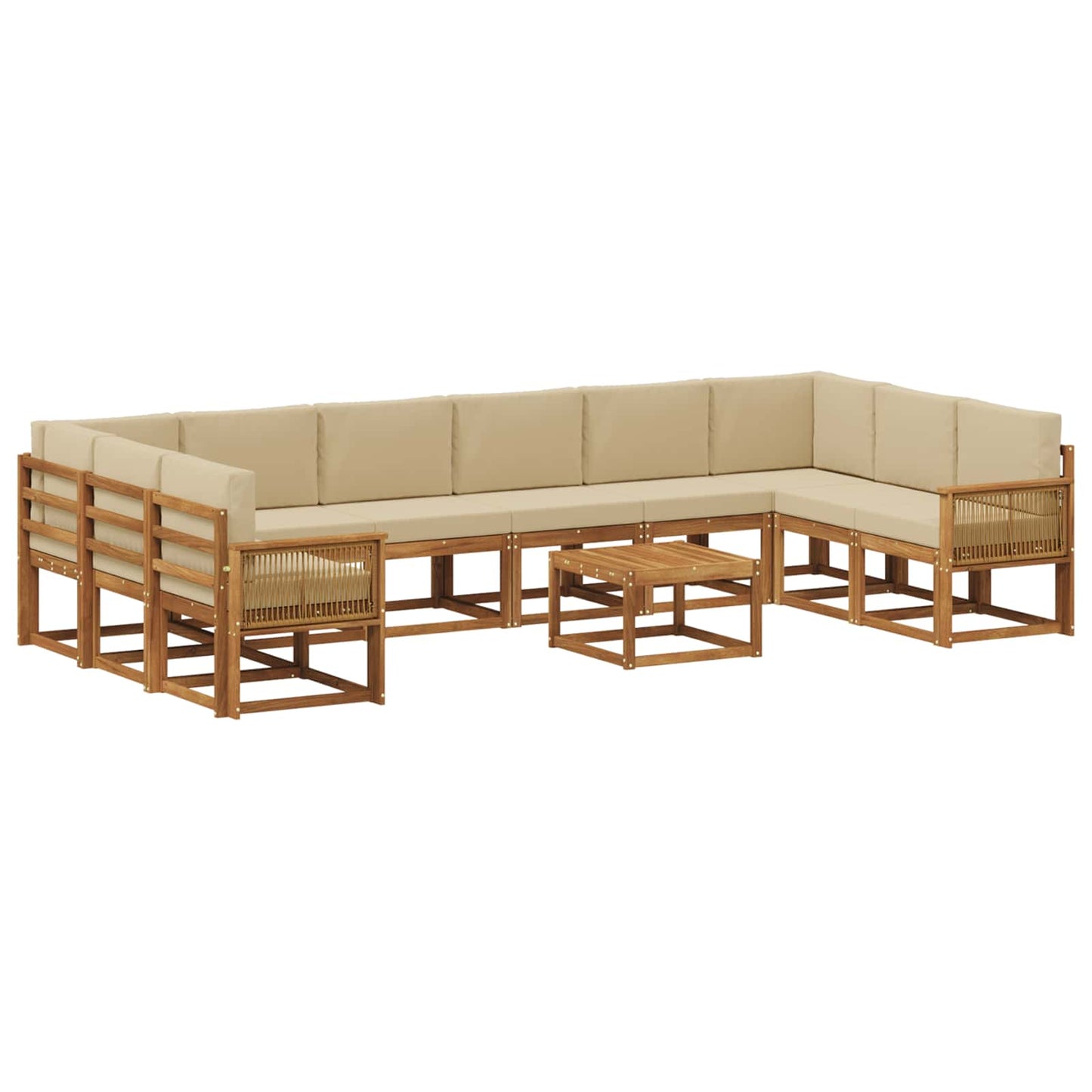 vidaXL Σειρά Καναπέ Εξωτερικού με μαξιλάρι 11 pcs Φυσικό και Μπεζ
