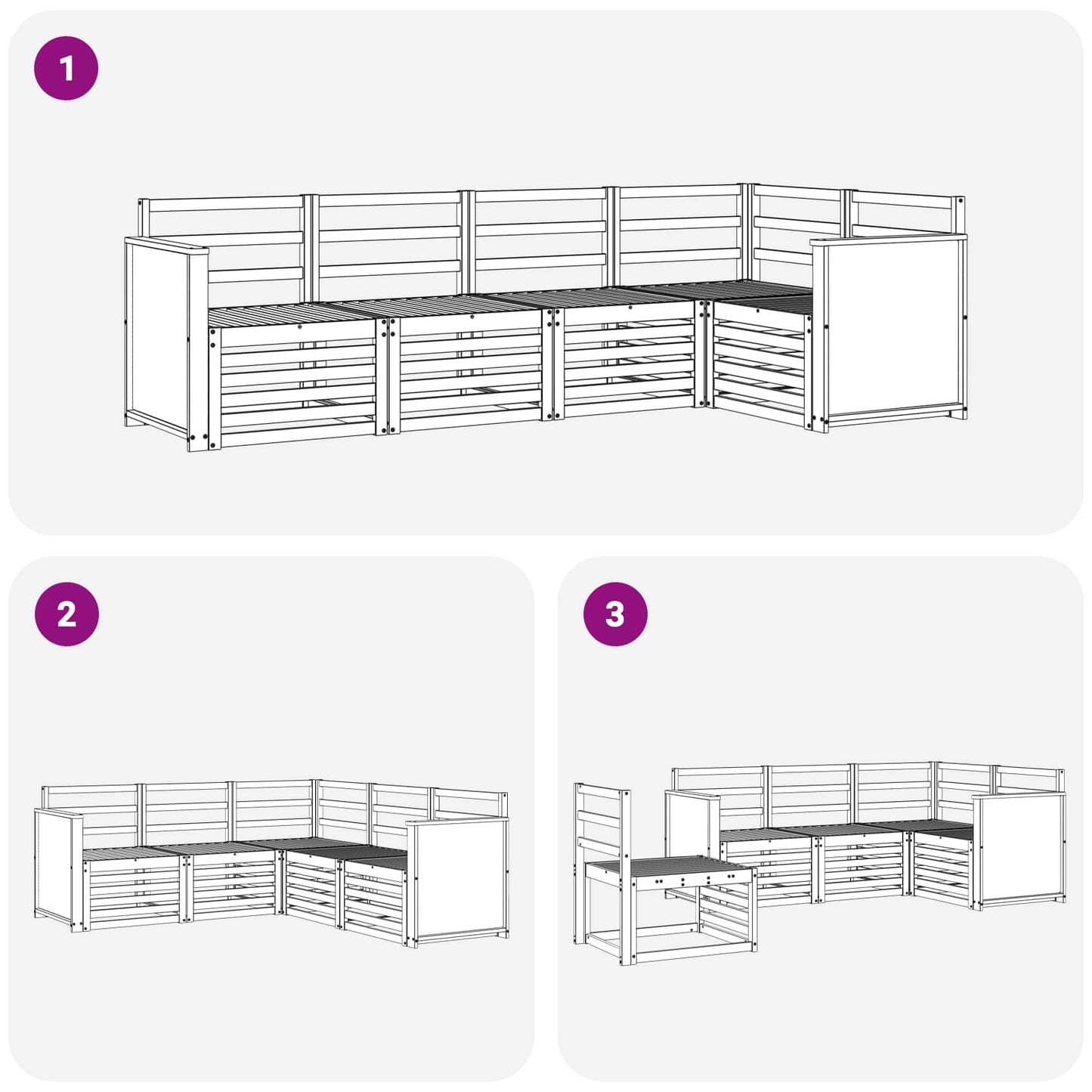 vidaXL Σαλονάκι Γωνιακού Καναπέ 4 pcs Φυσικό Στερεό Ξύλο Ακακίας