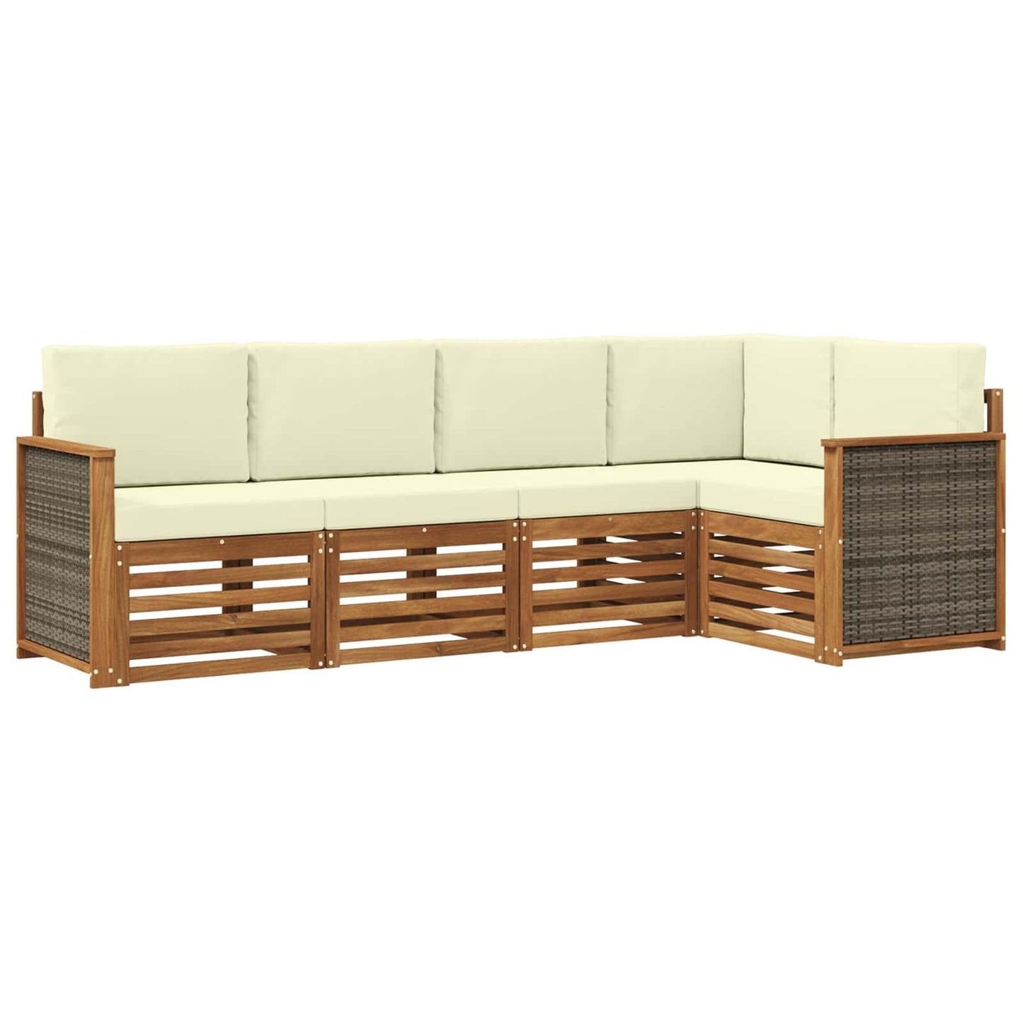 vidaXL Σαλονάκι Γωνιακού Καναπέ με μαξιλάρι 4 pcs Φυσικό και Κρέμα