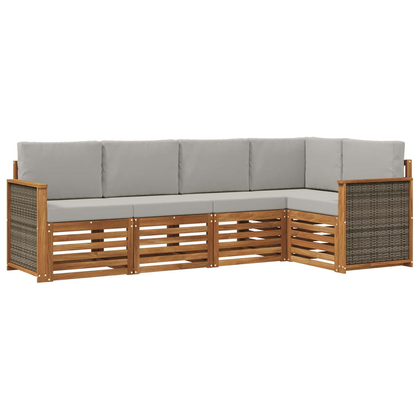 vidaXL Σαλονάκι Γωνιακού Καναπέ 4 pcs Φυσικό και Ανοιχτό Γκρι
