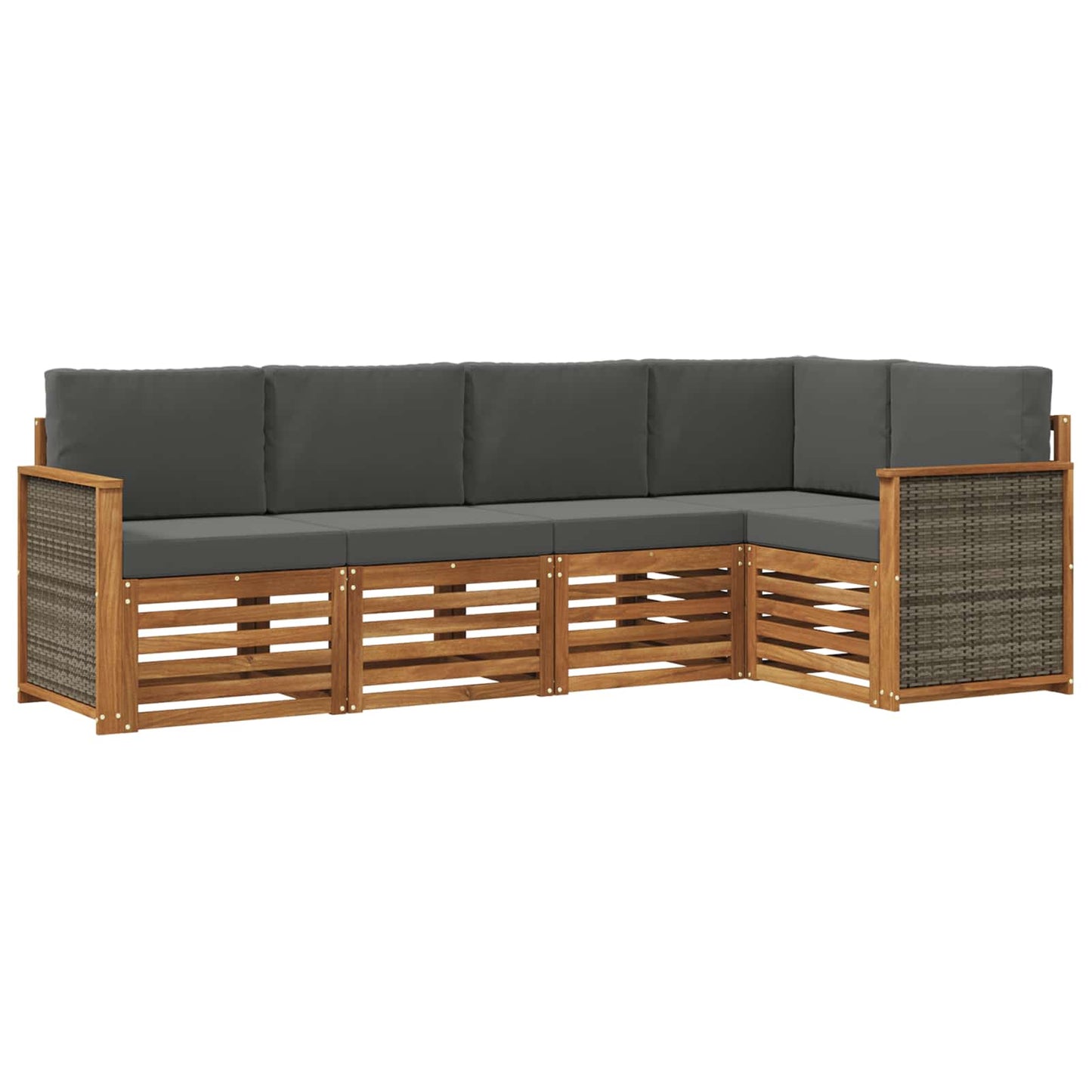 vidaXL Σαλονάκι Γωνιακού Καναπέ με μαξιλάρι 4 pcs Φυσικό και Ανθρακί