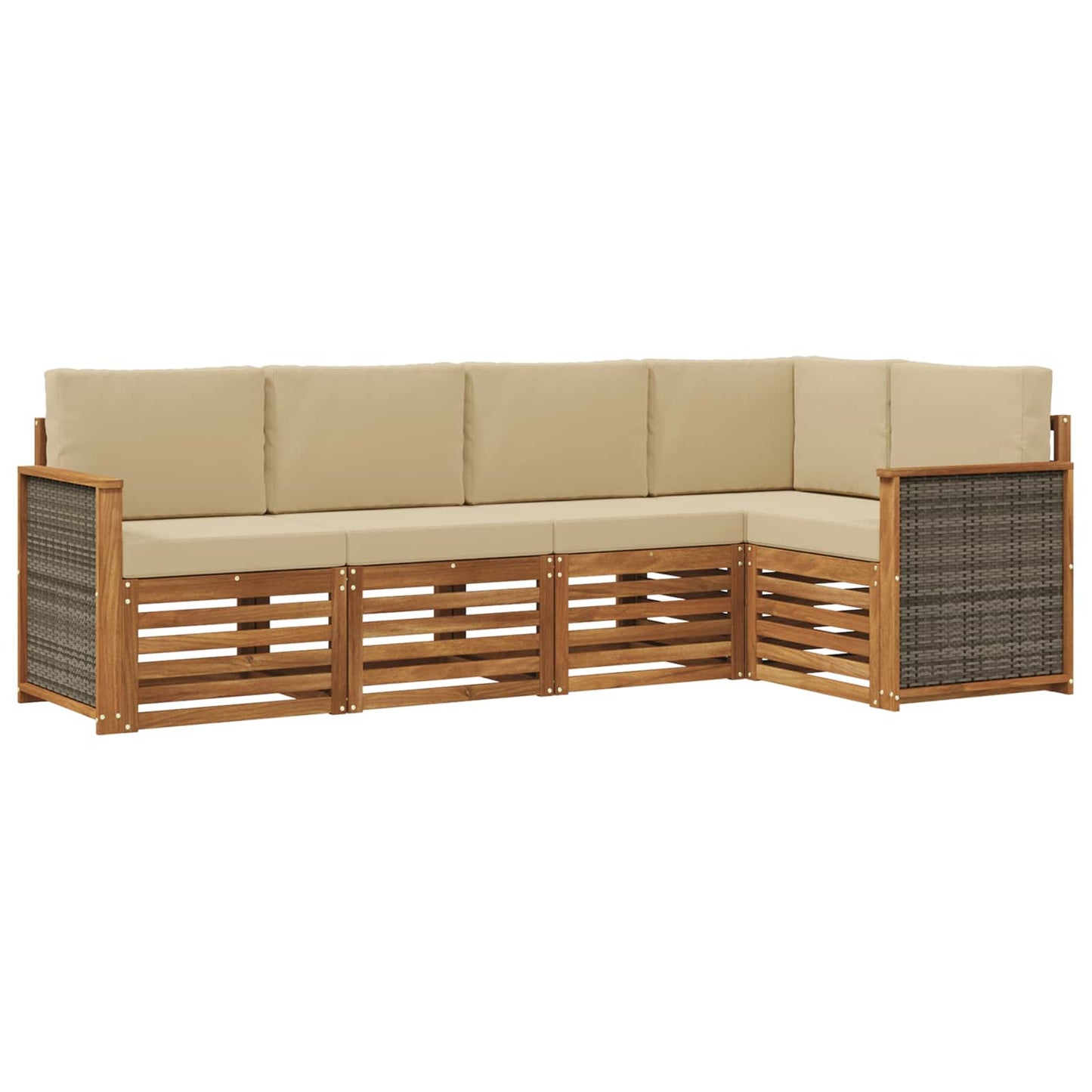 vidaXL Σαλονάκι Γωνιακού Καναπέ με μαξιλάρι 4 pcs Φυσικό