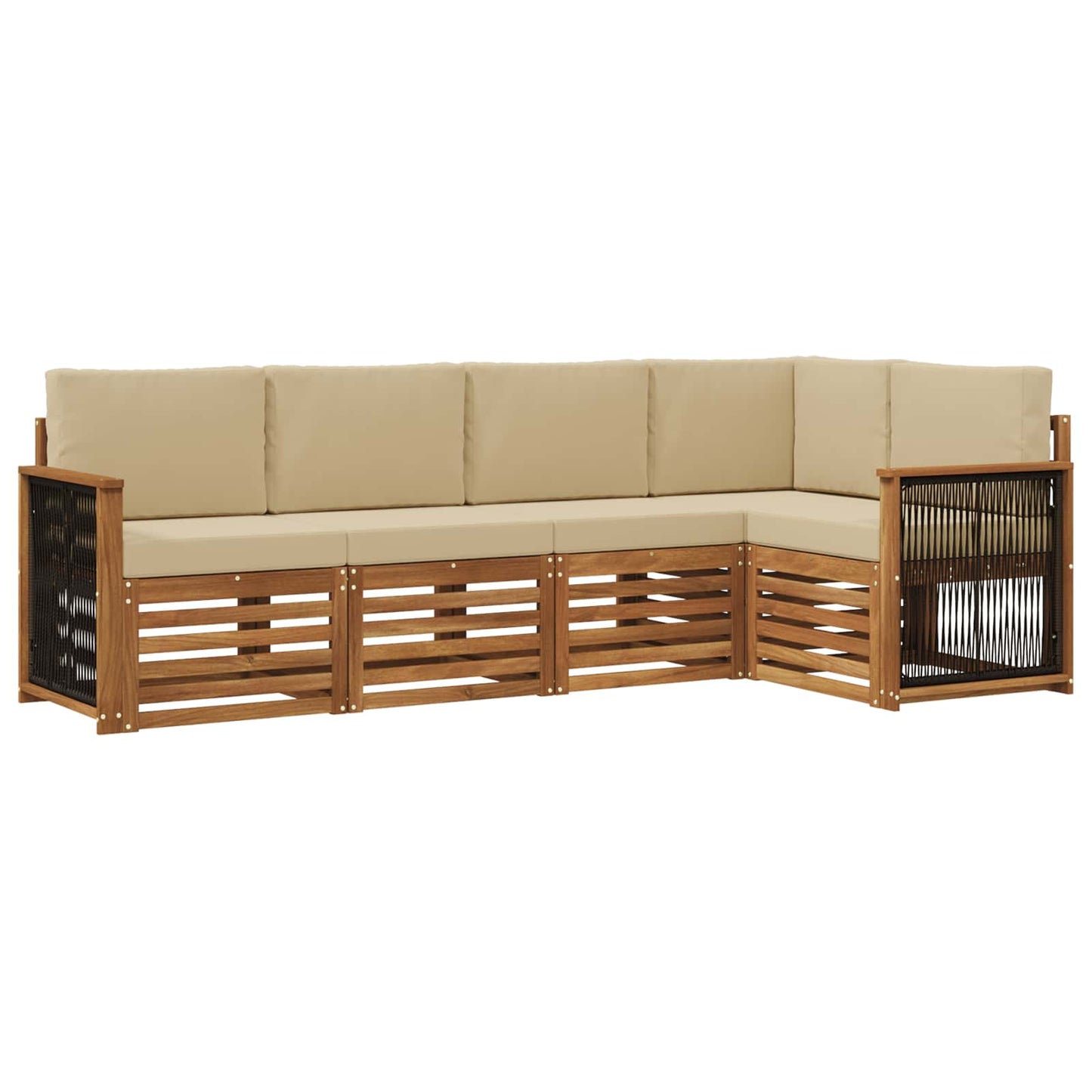 vidaXL Σαλονάκι Γωνιακού Καναπέ με μαξιλάρι 4 pcs Φυσικό
